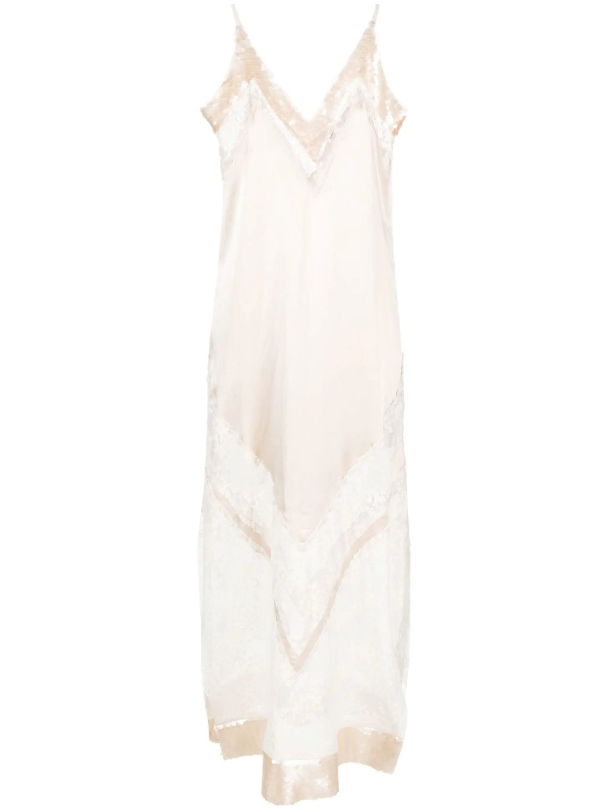 lace-panel midi dress