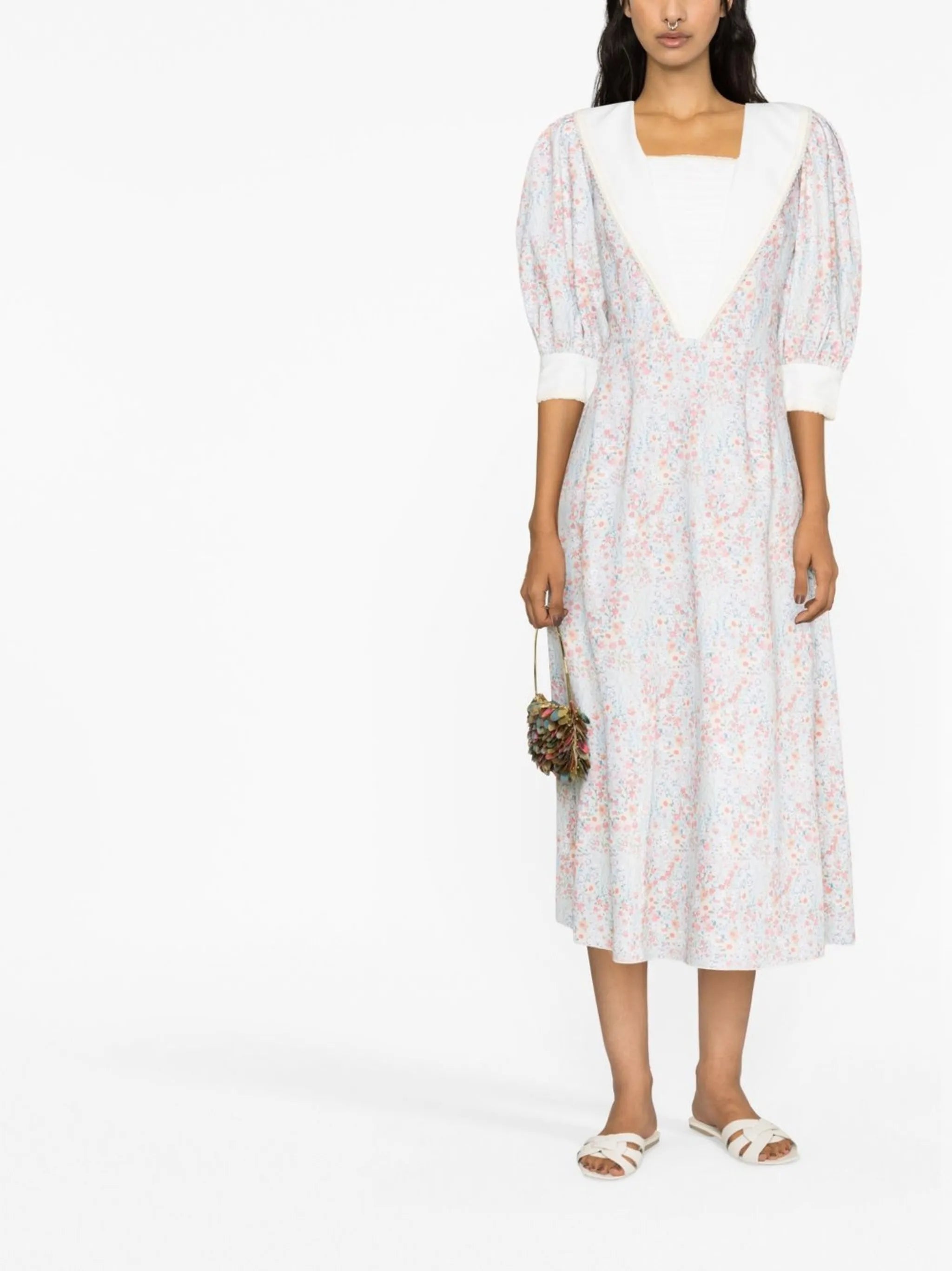 floral-print midi dress