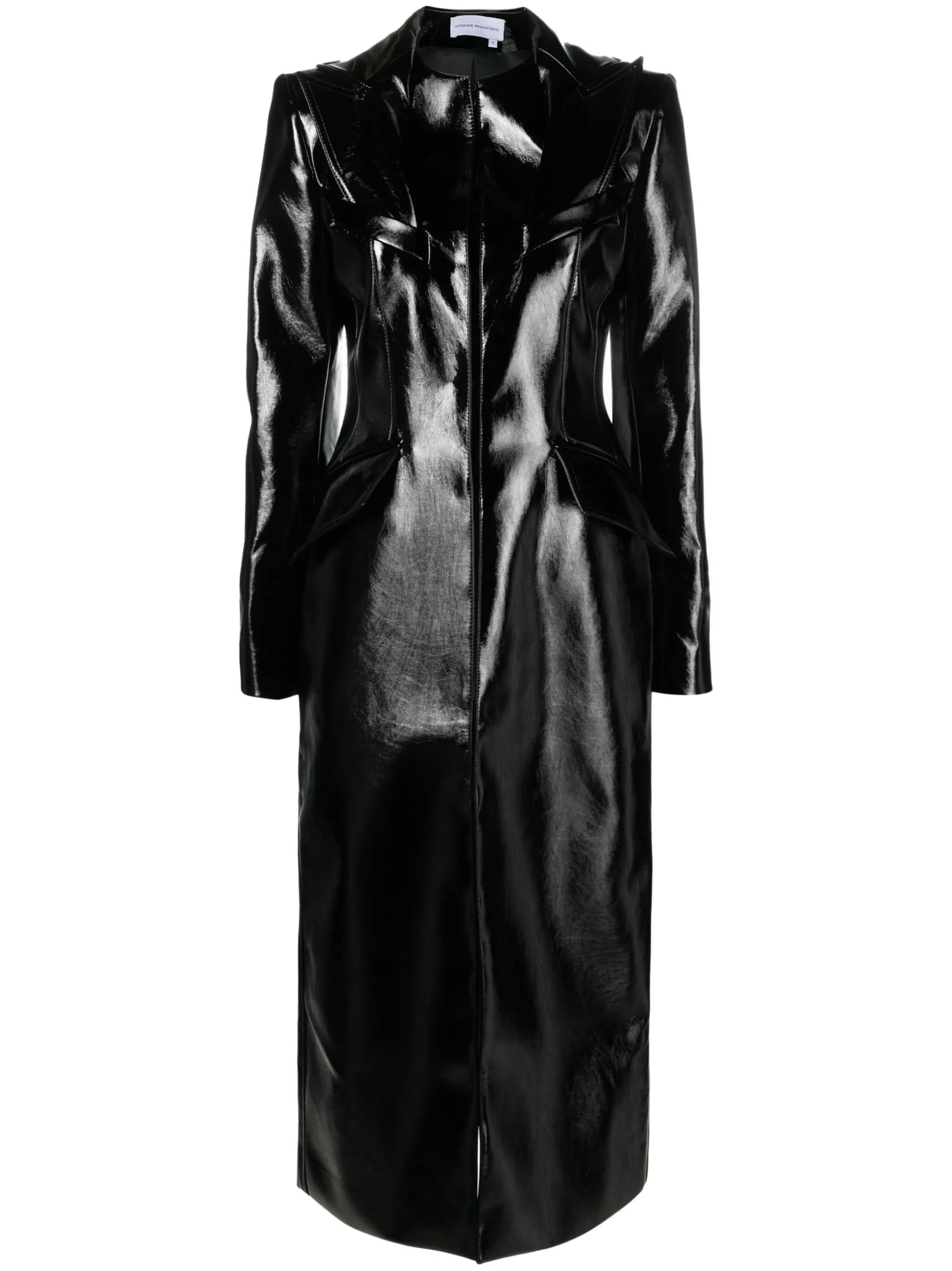 lacquered-finish single-breasted coat