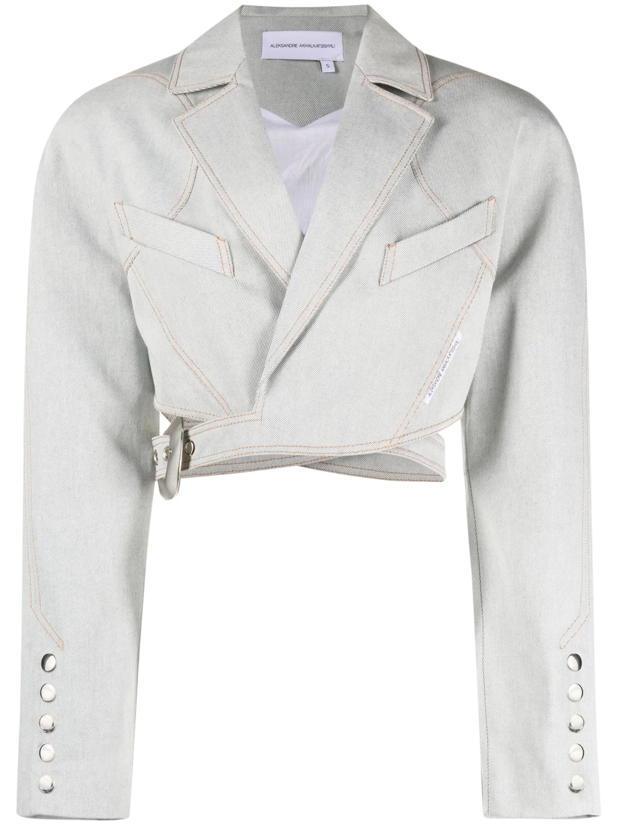 belted cropped denim jacket