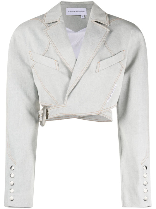 belted cropped denim jacket