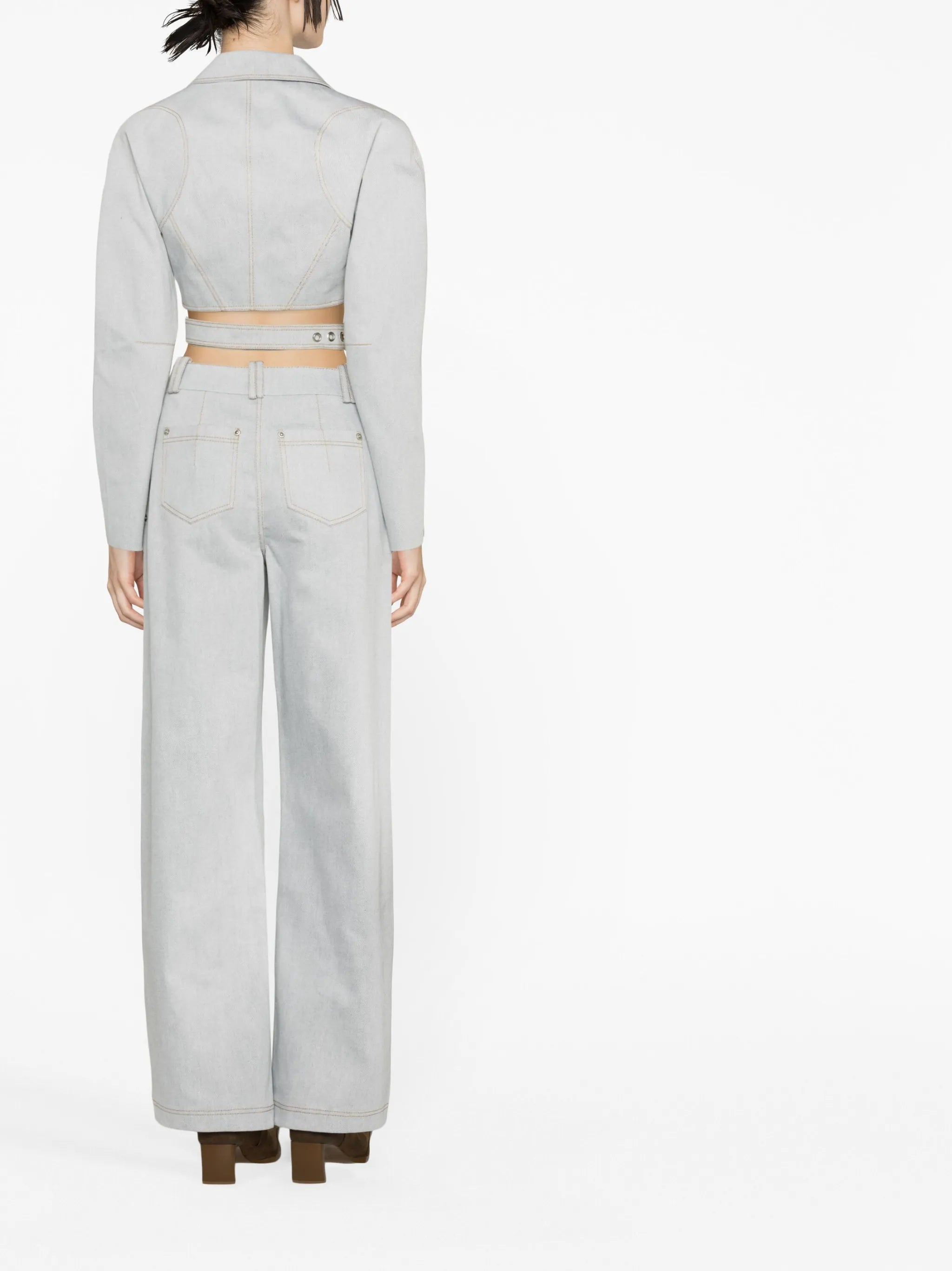 belted cropped denim jacket