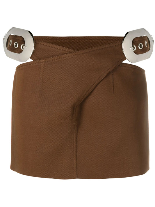 cross-over belted miniskirt