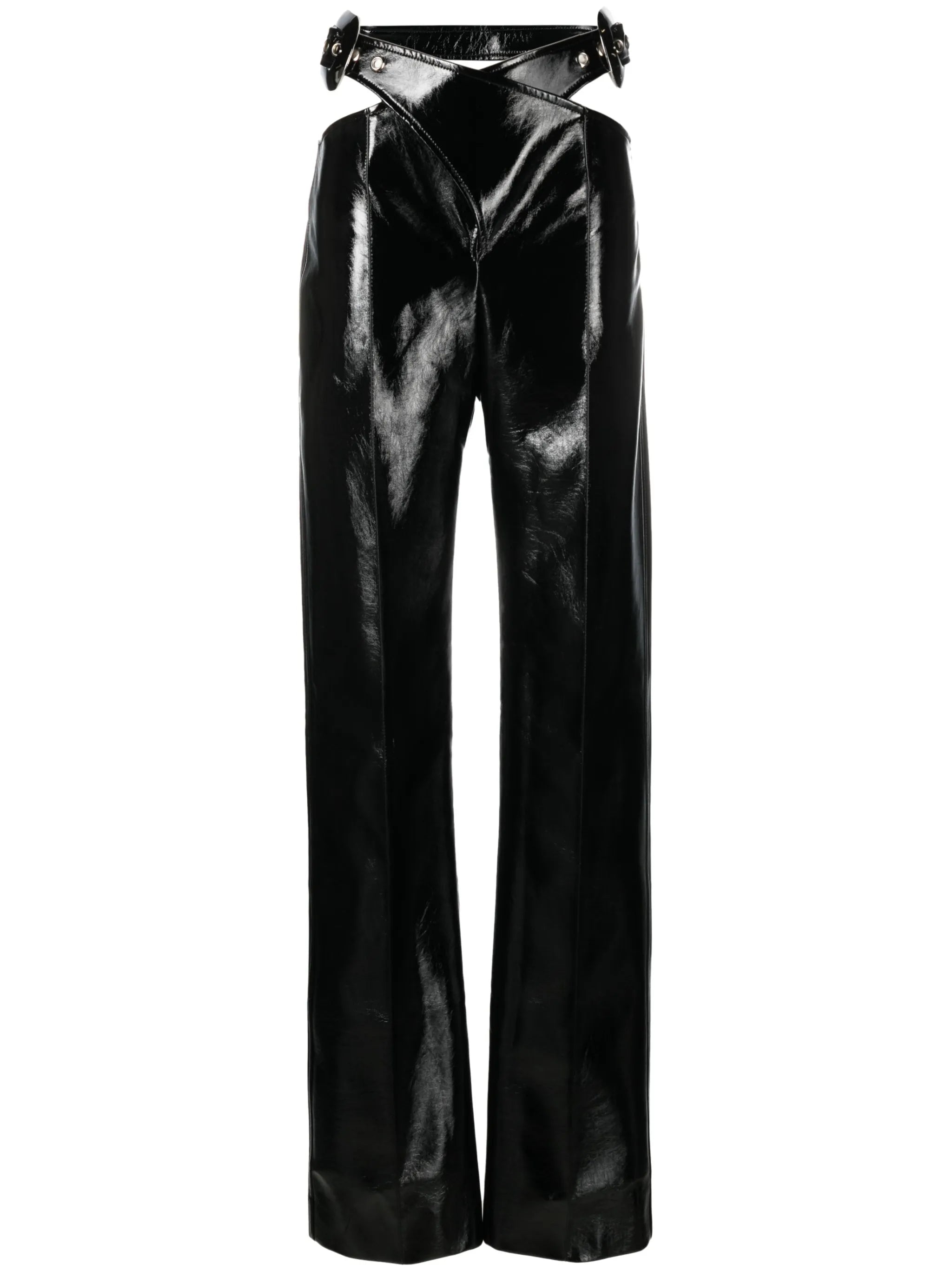 lacquered-finish high-waisted trousers