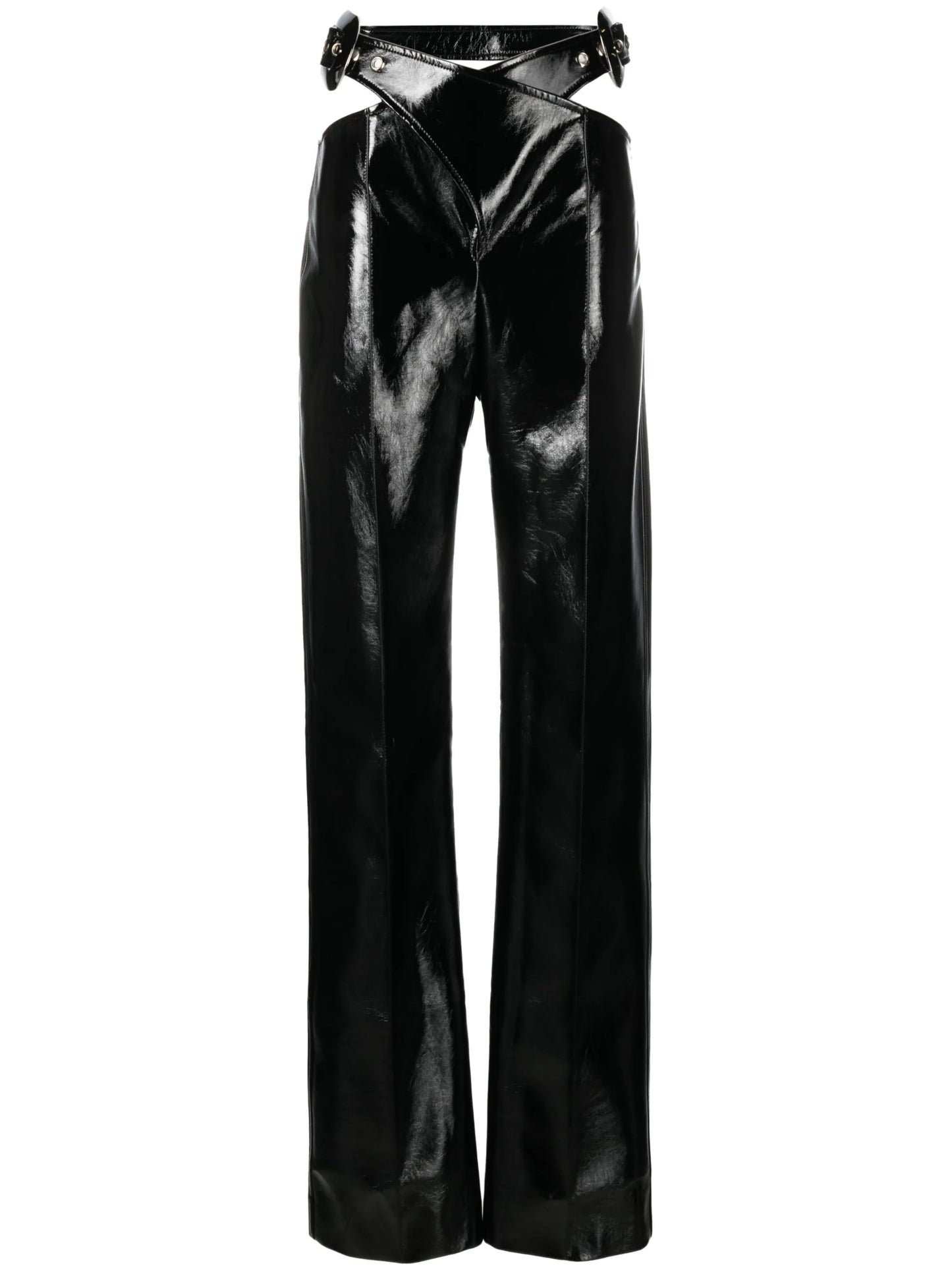 lacquered-finish high-waisted trousers