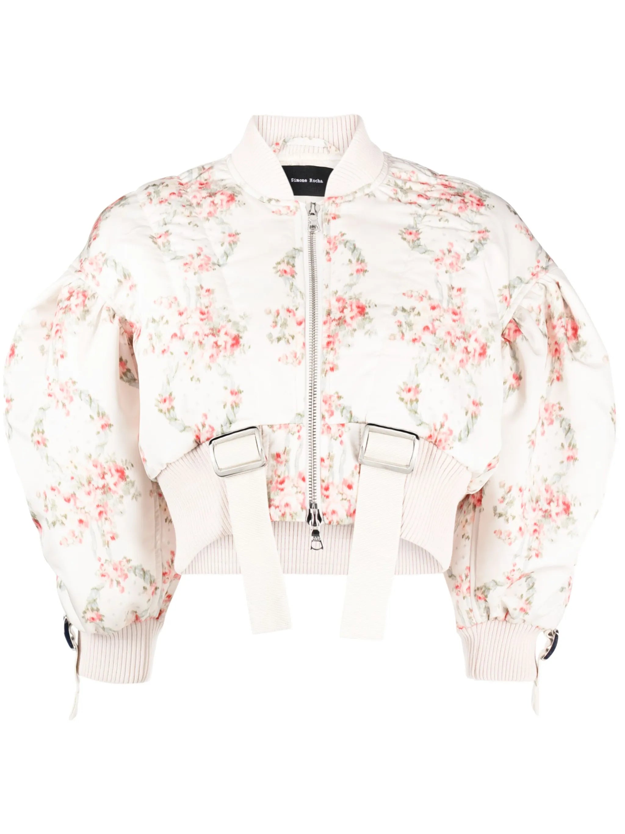 floral-print cropped bomber jacket