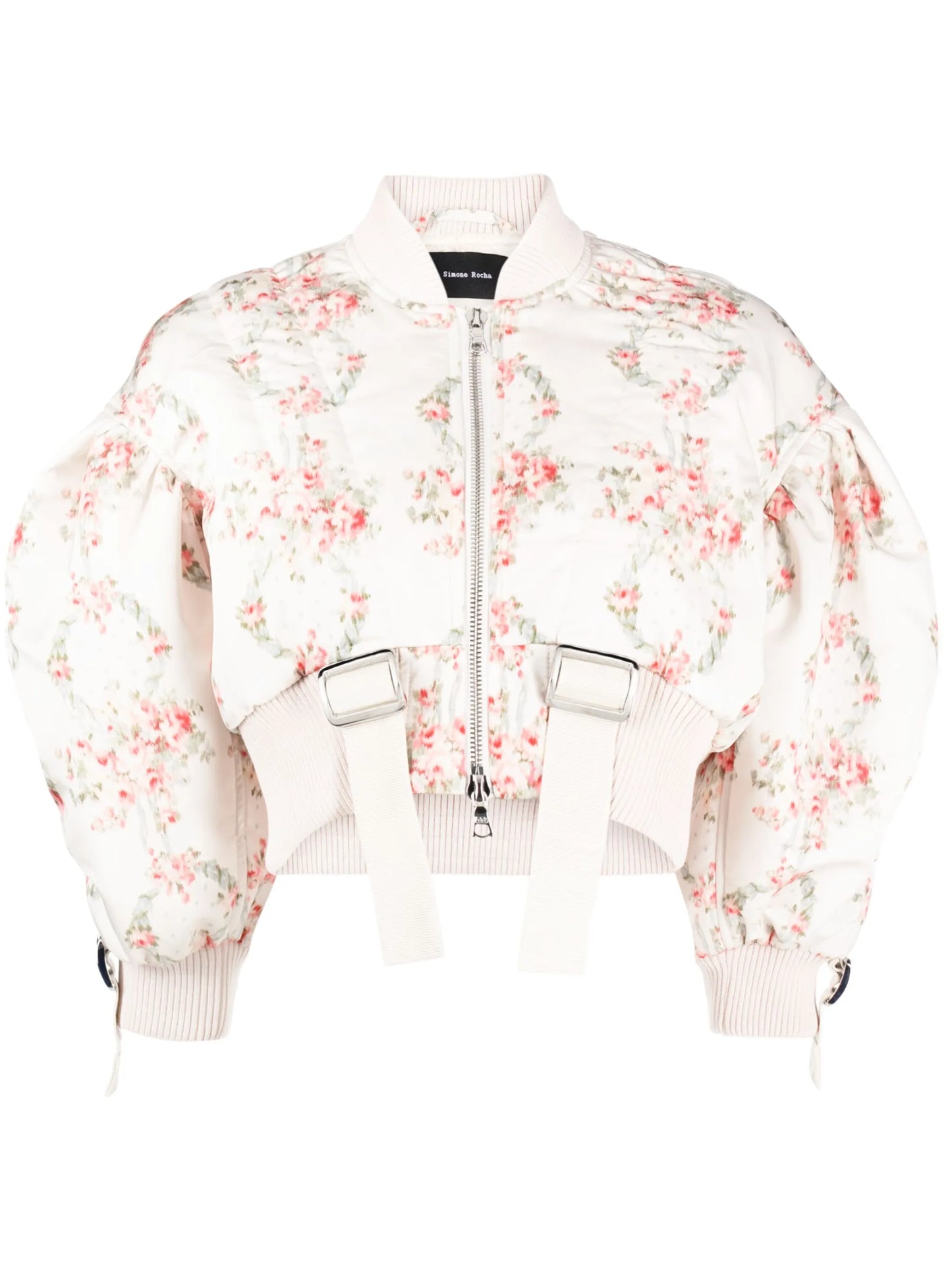 floral-print cropped bomber jacket