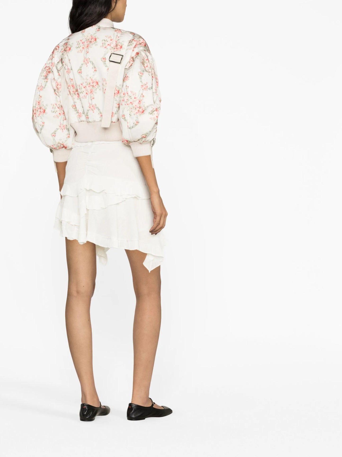 floral-print cropped bomber jacket