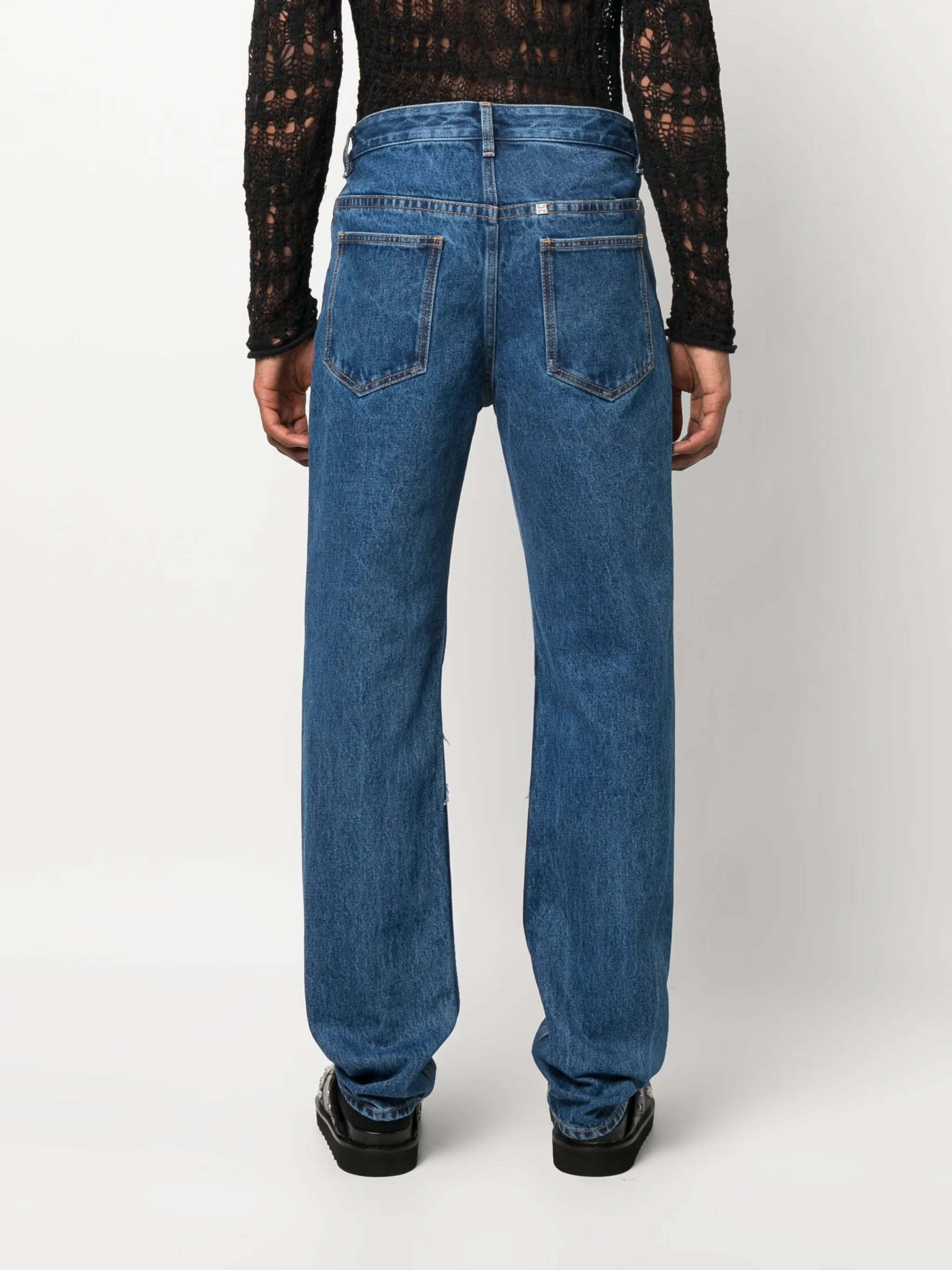 high-waisted ripped jeans