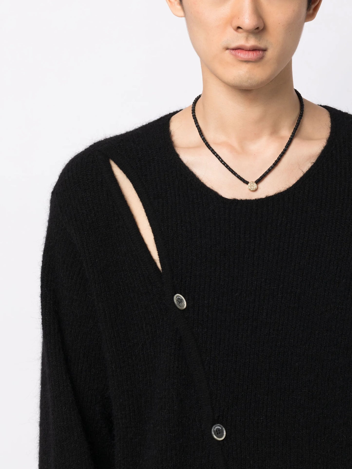 14kt yellow gold Money Seal onyx beaded necklace