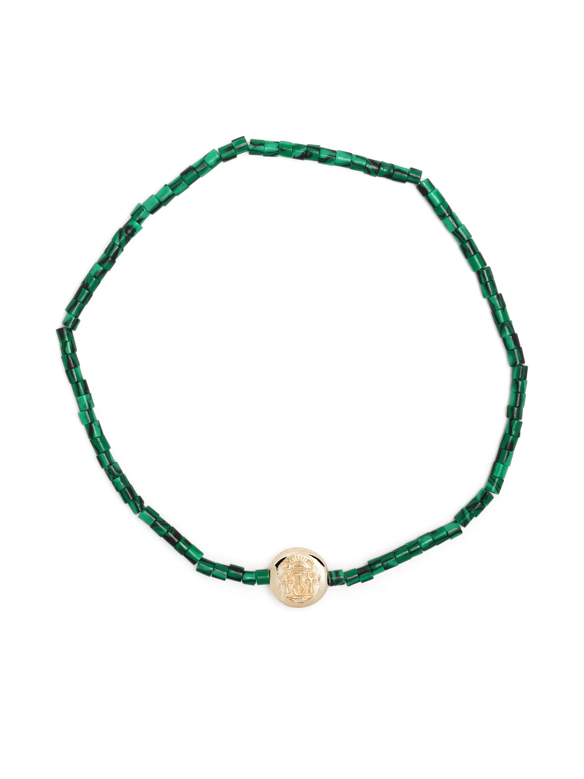 14kt yellow gold Good Luck beaded bracelet