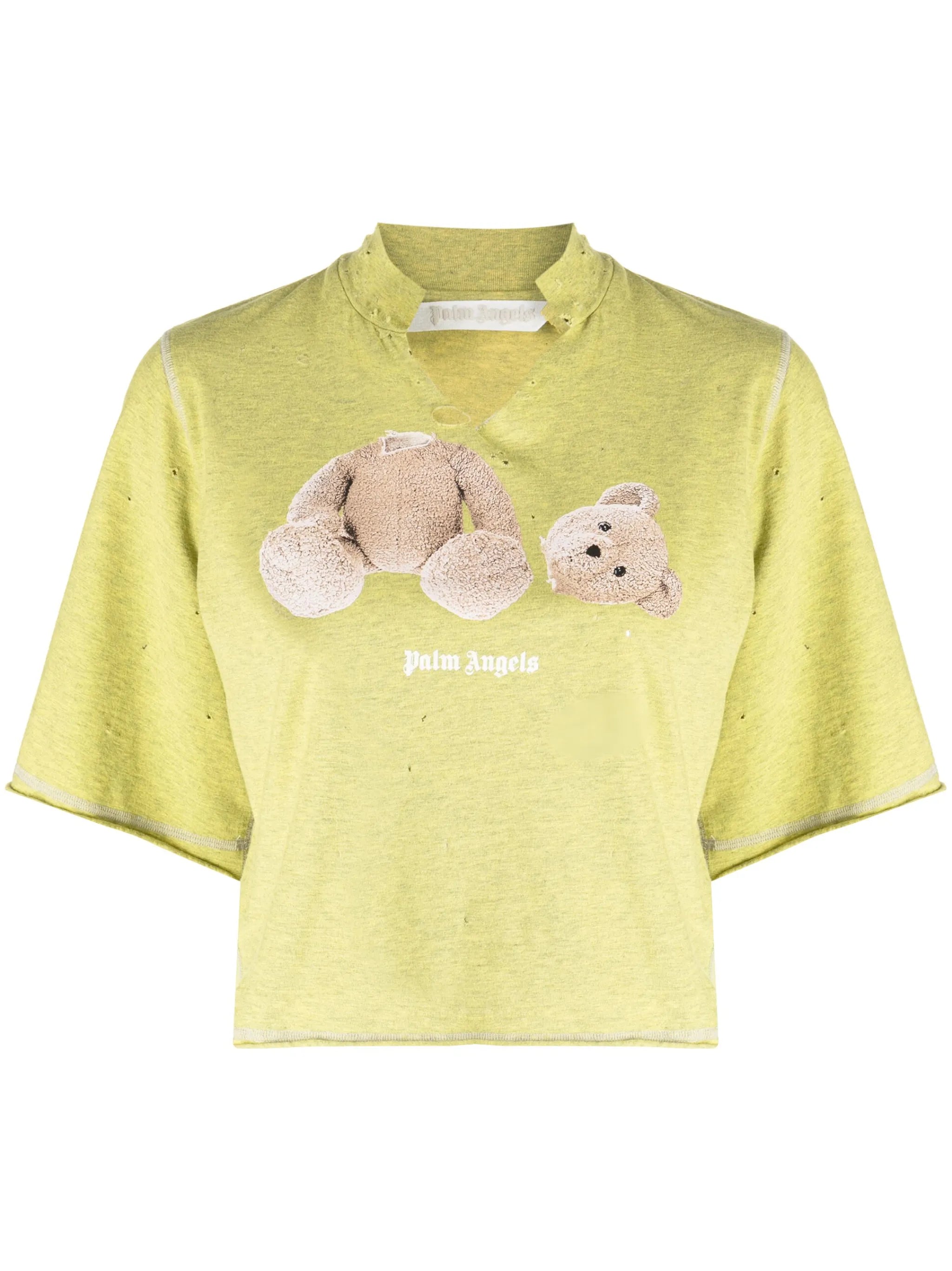 Bear-print distressed T-shirt
