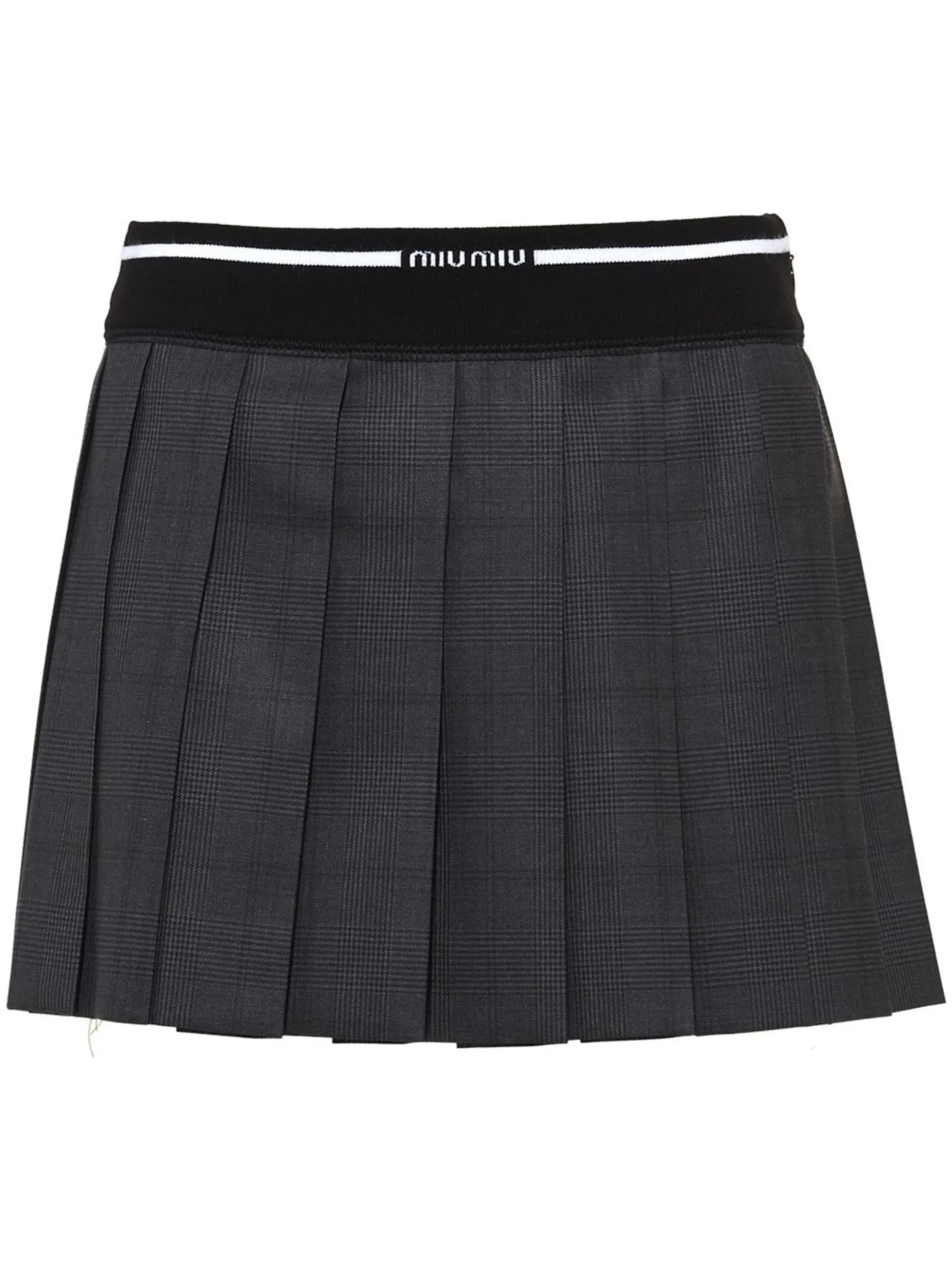 Glen plaid-check pleated mini skirt