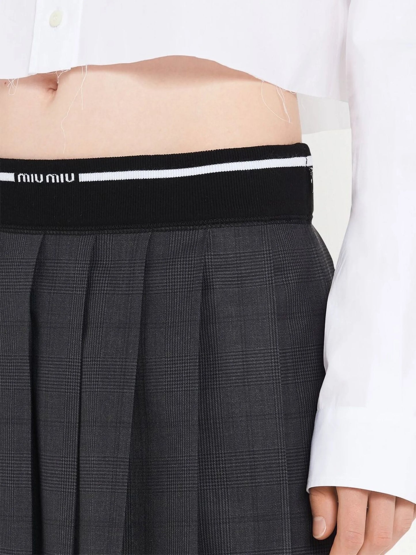 Glen plaid-check pleated mini skirt