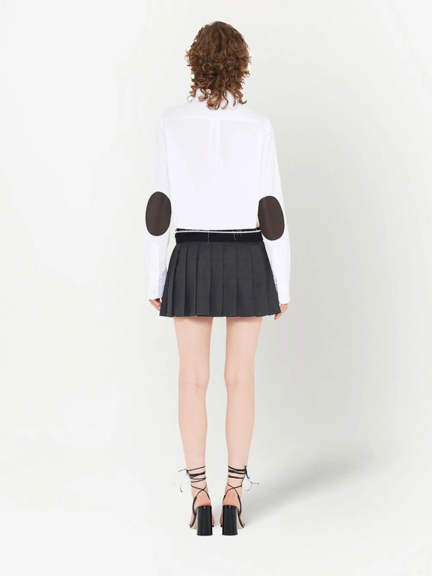 Glen plaid-check pleated mini skirt