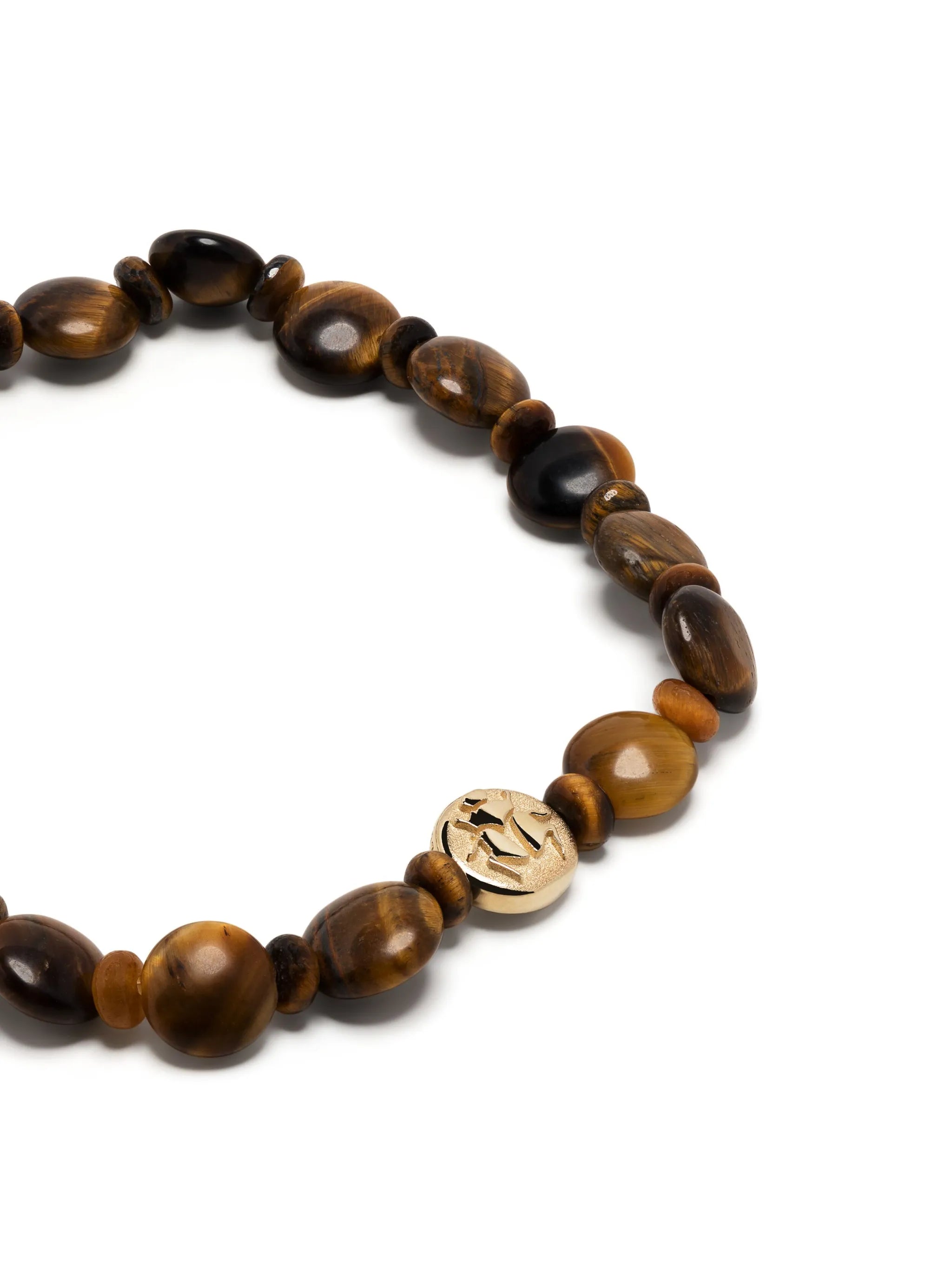 14kt yellow gold Scarab tiger eye beaded bracelet