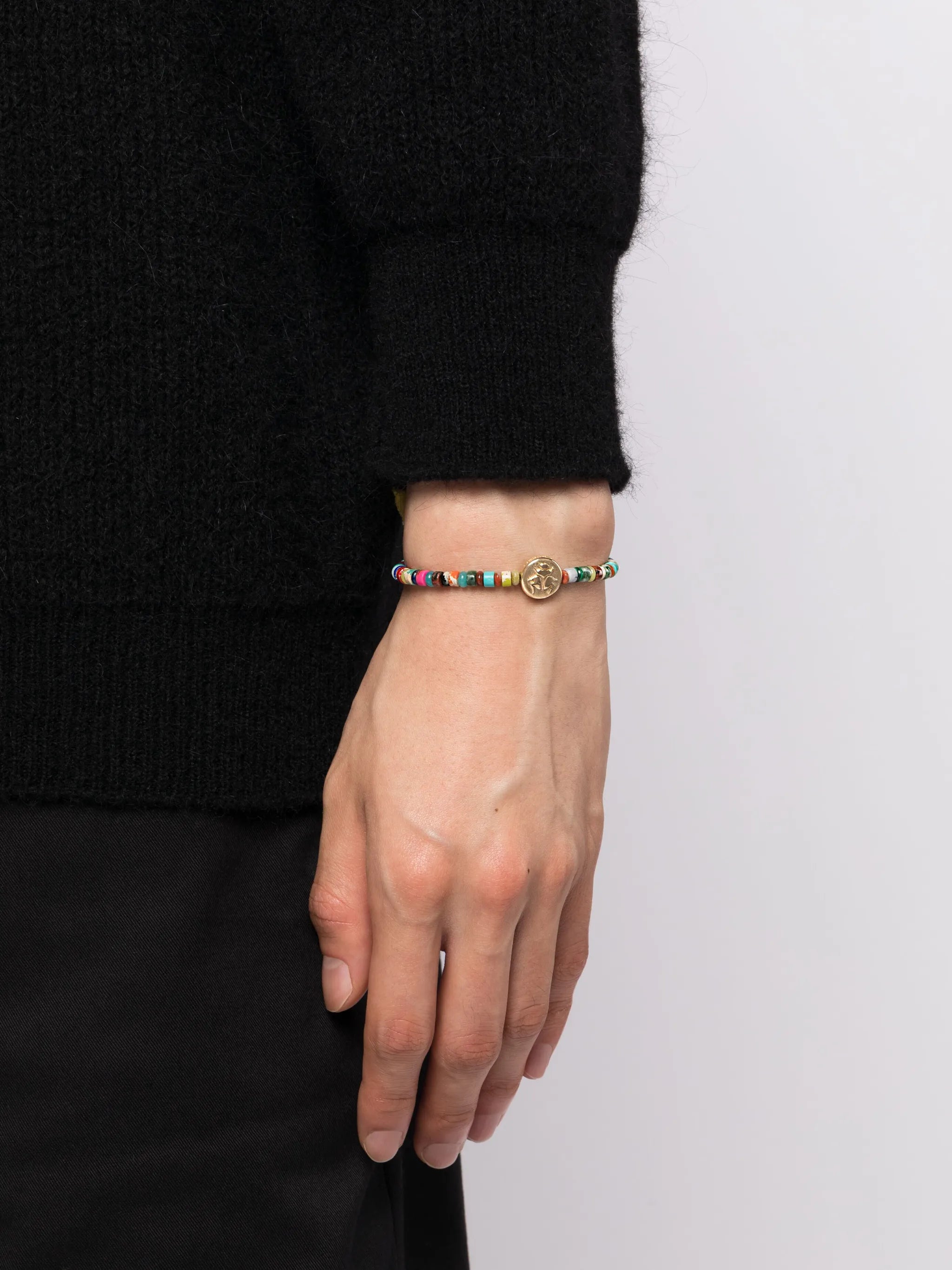 14kt yellow gold Scarab beaded bracelet