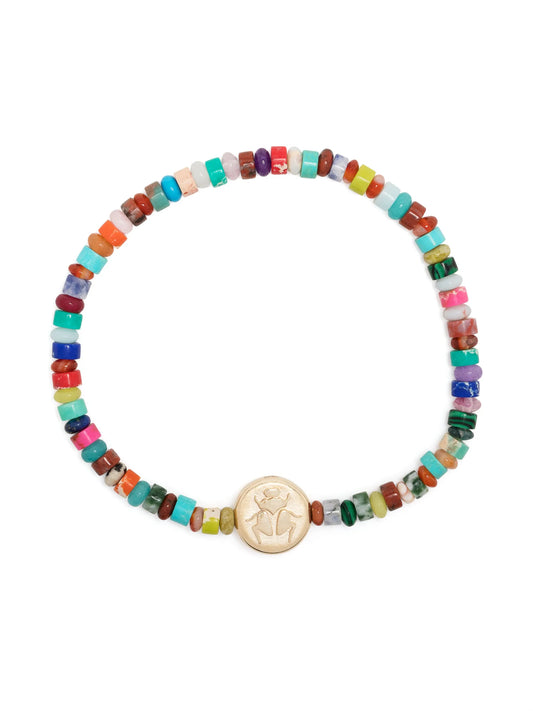 14kt yellow gold Scarab beaded bracelet