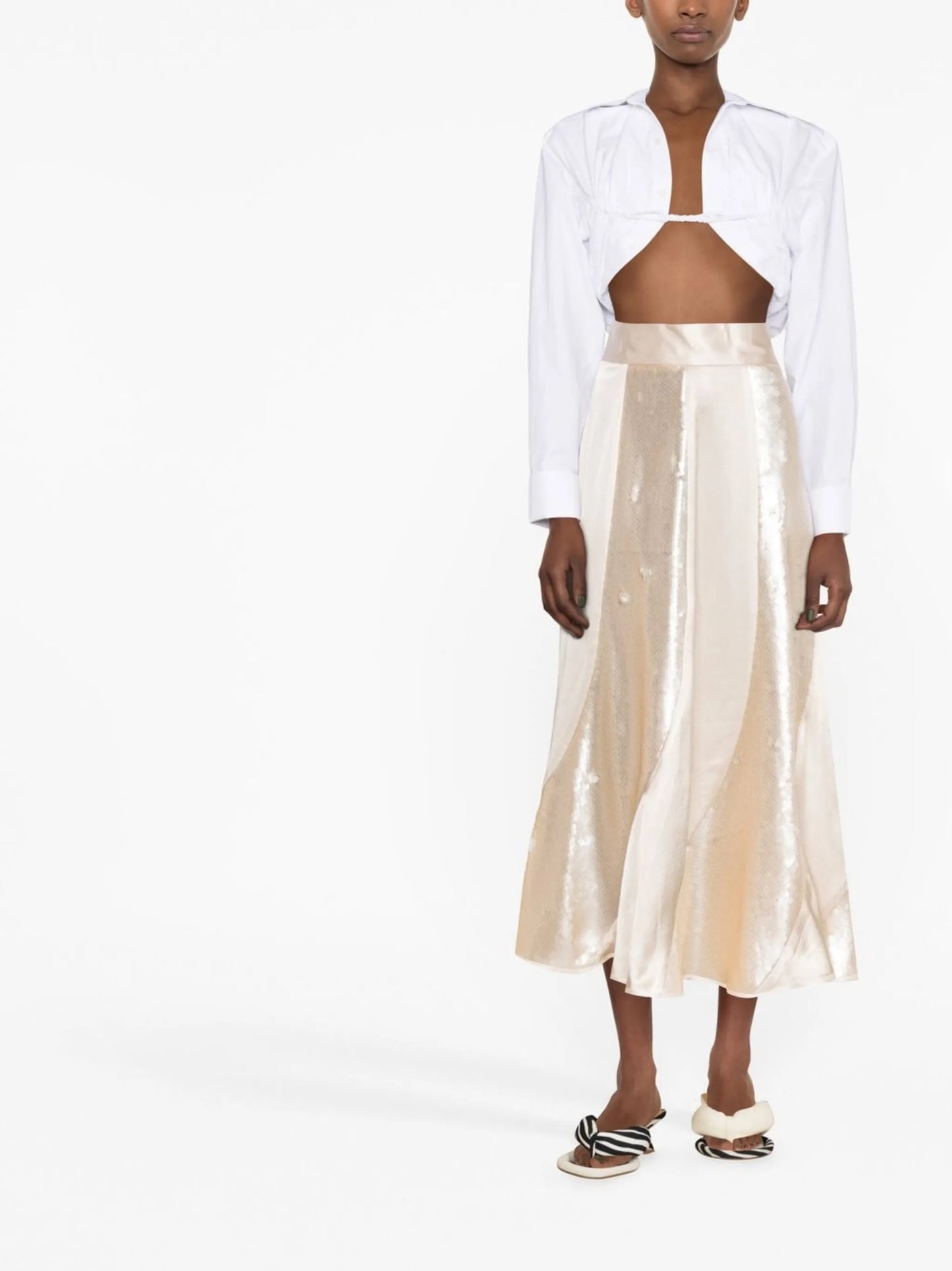 sequin-panelled midi skirt