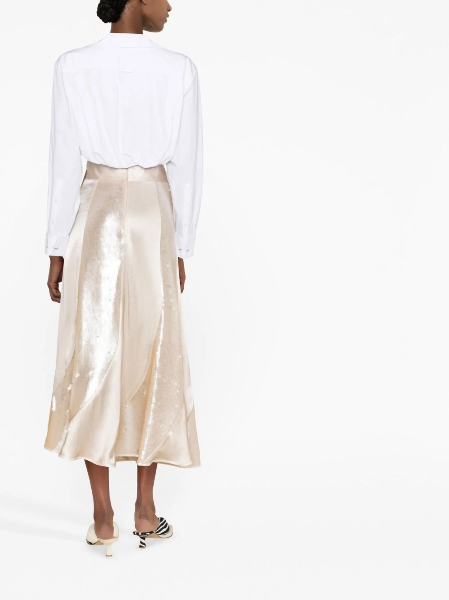 sequin-panelled midi skirt