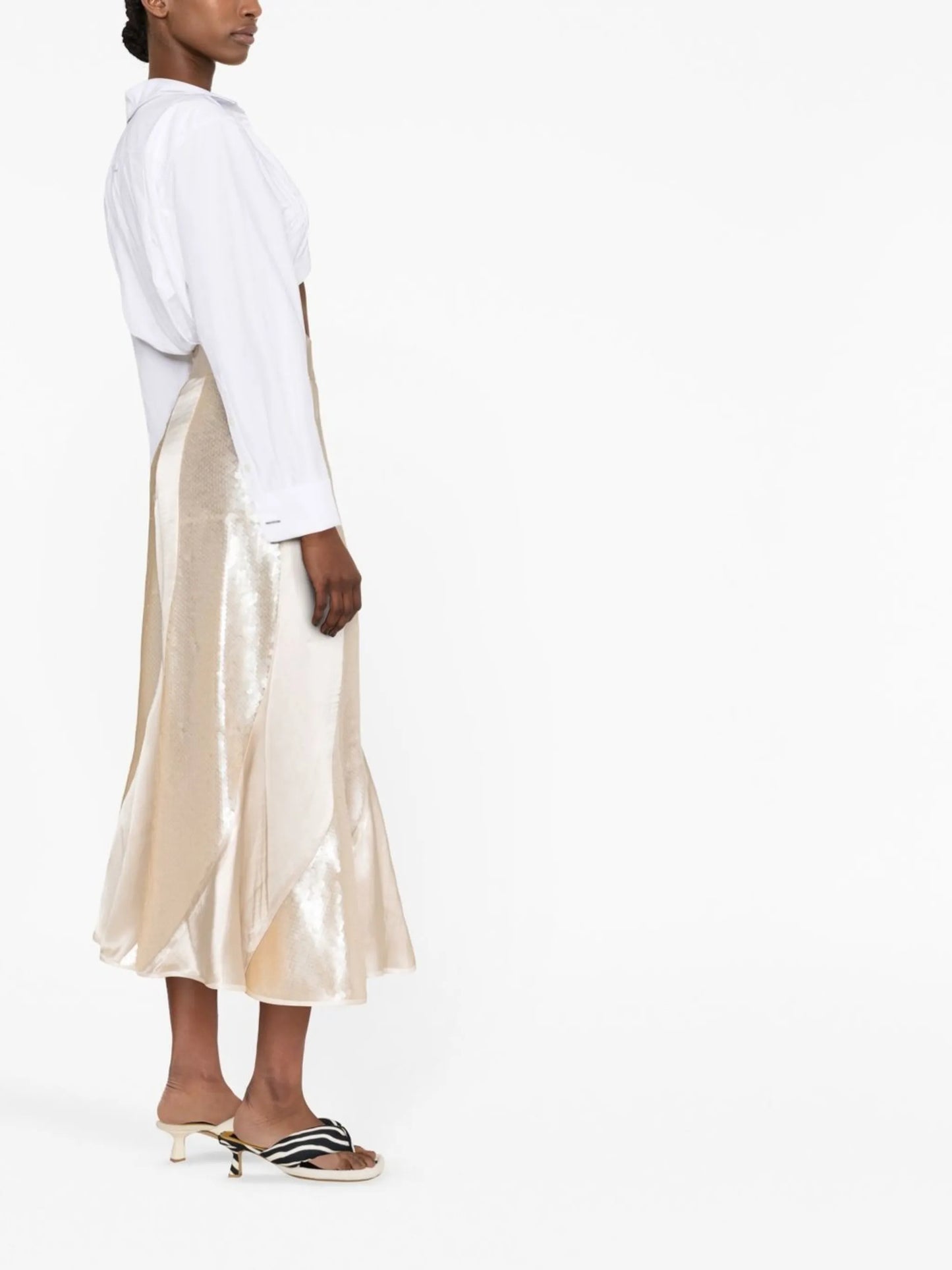 sequin-panelled midi skirt