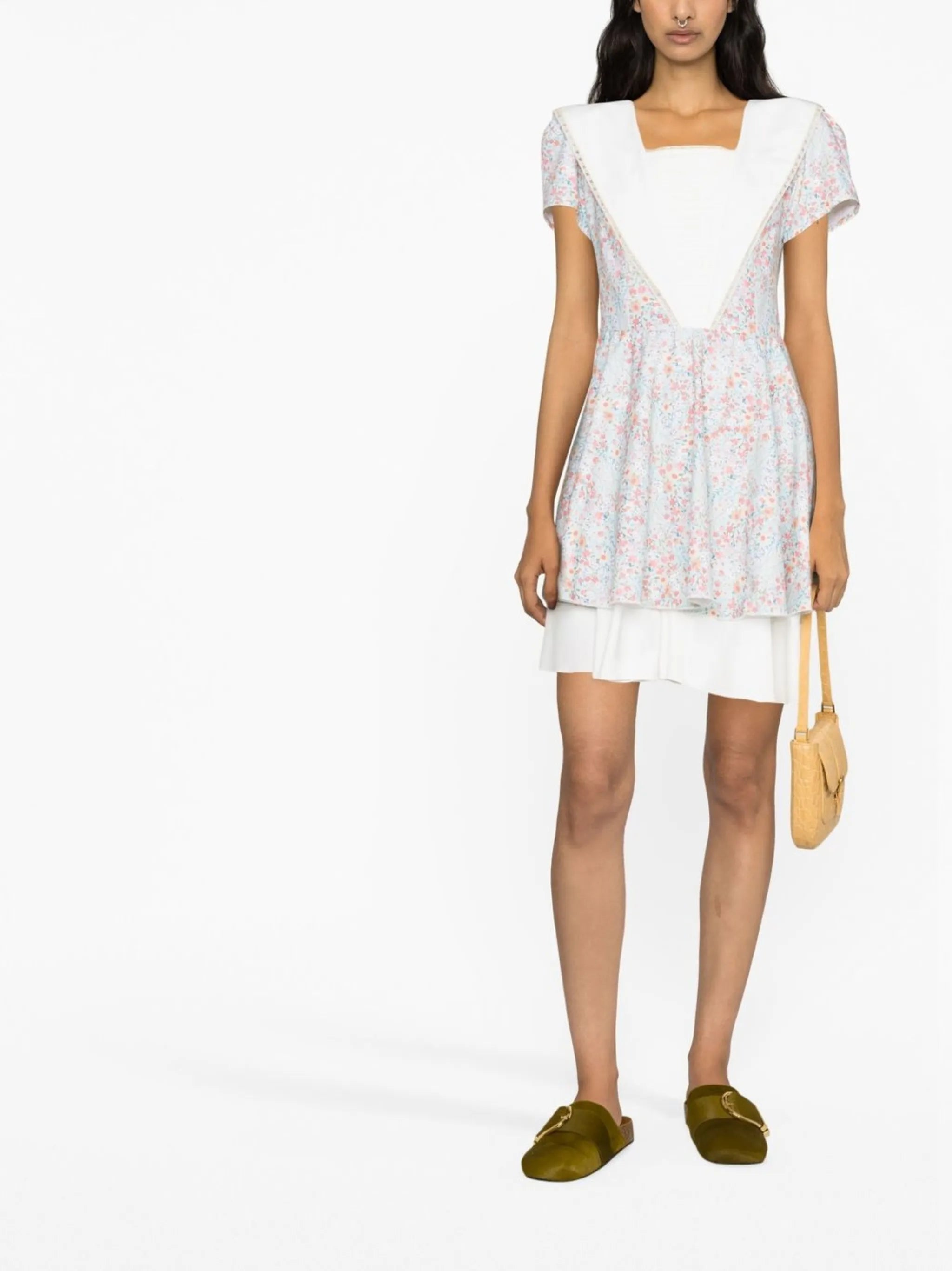 sailor-collar layered minidress