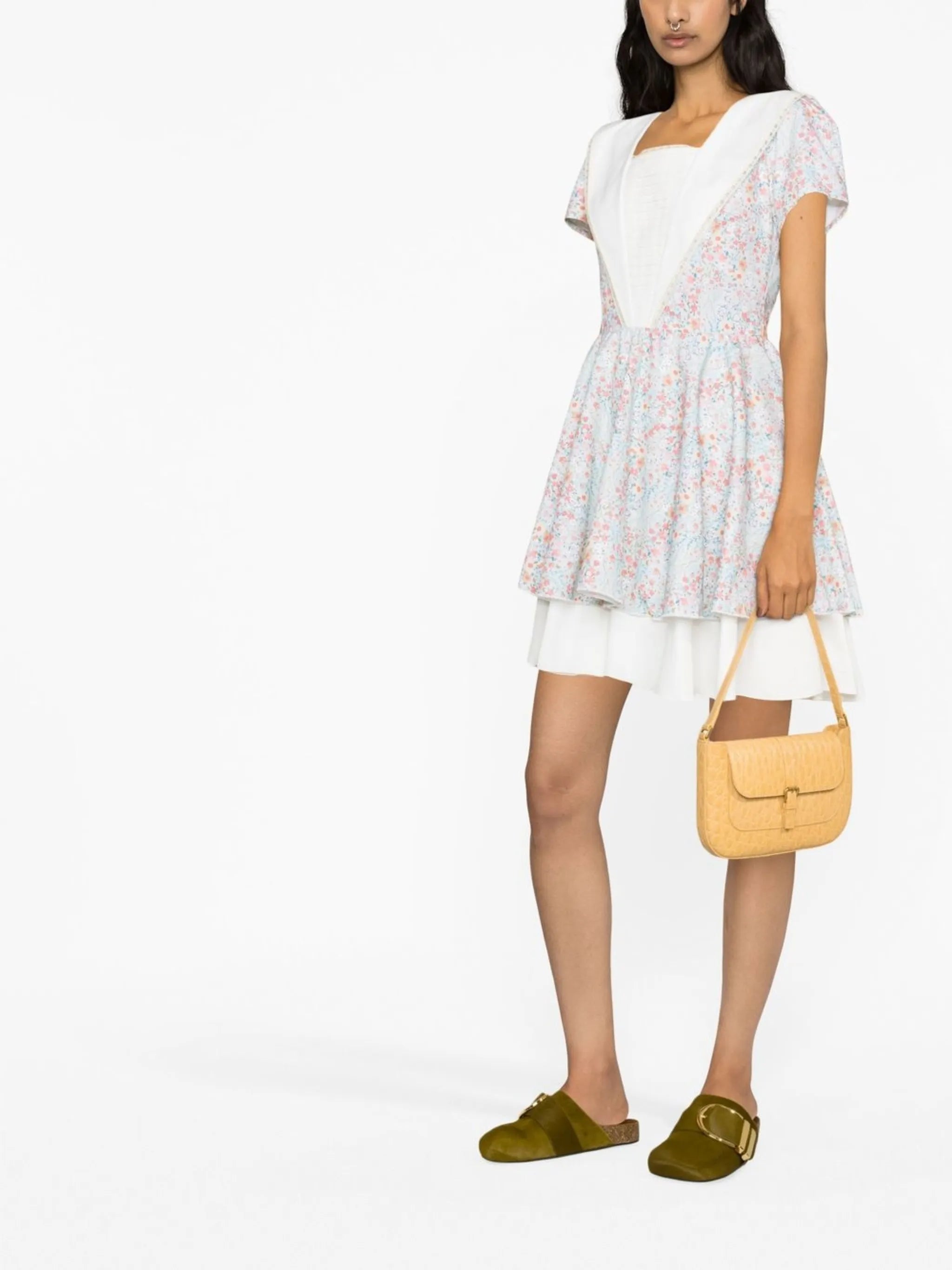 sailor-collar layered minidress