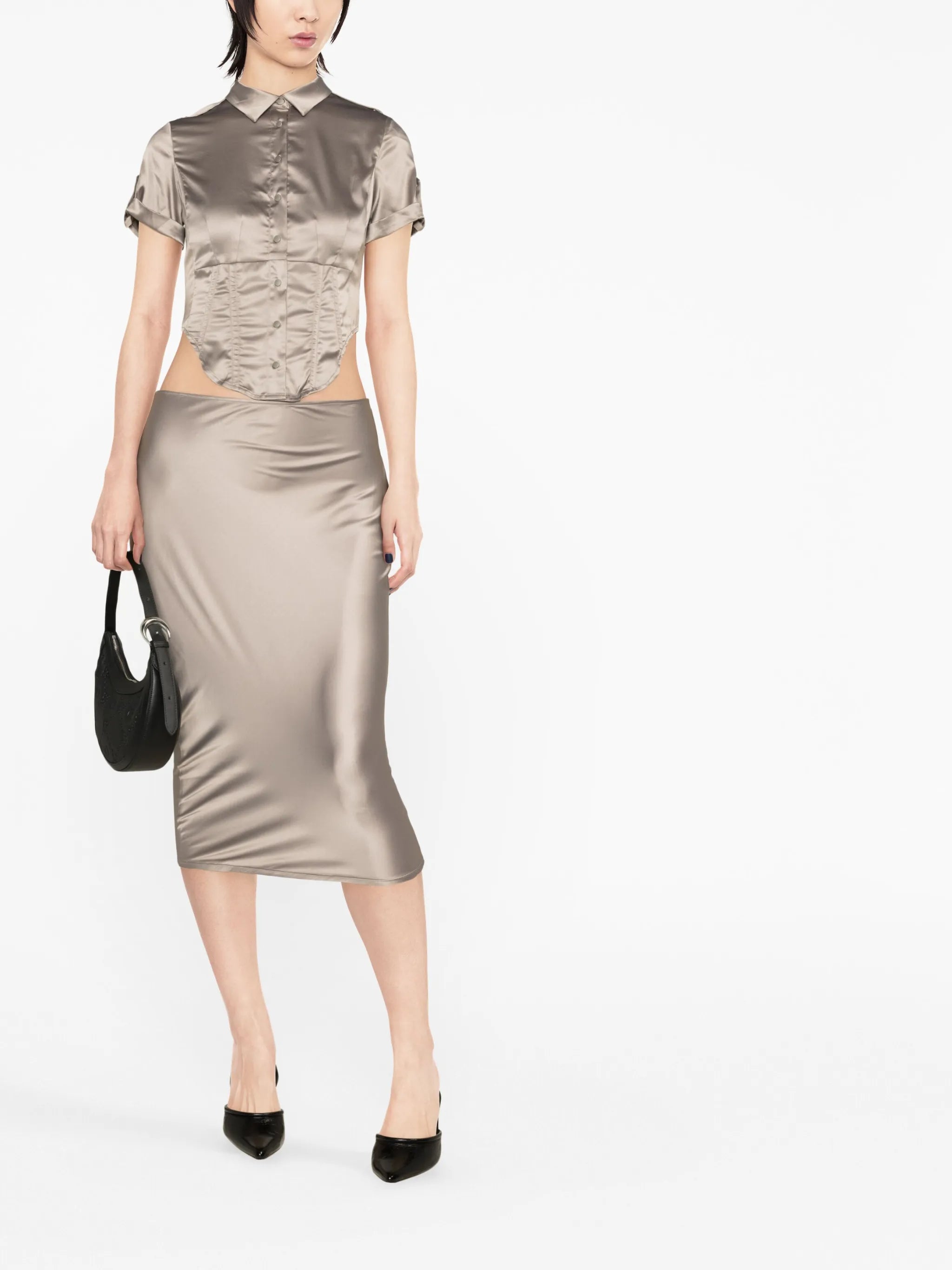 Max cropped satin shirt