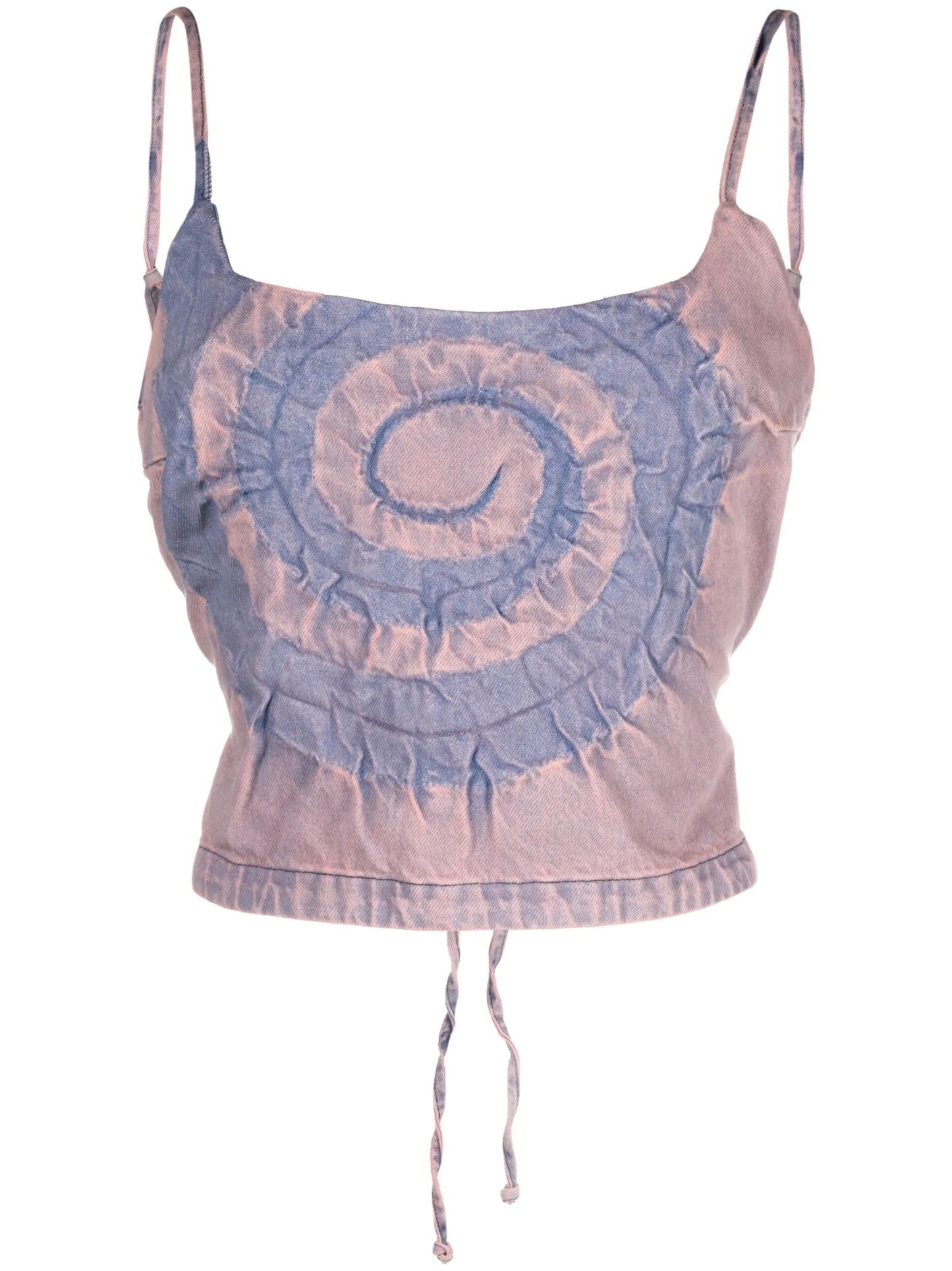tie-dye lace-up denim top