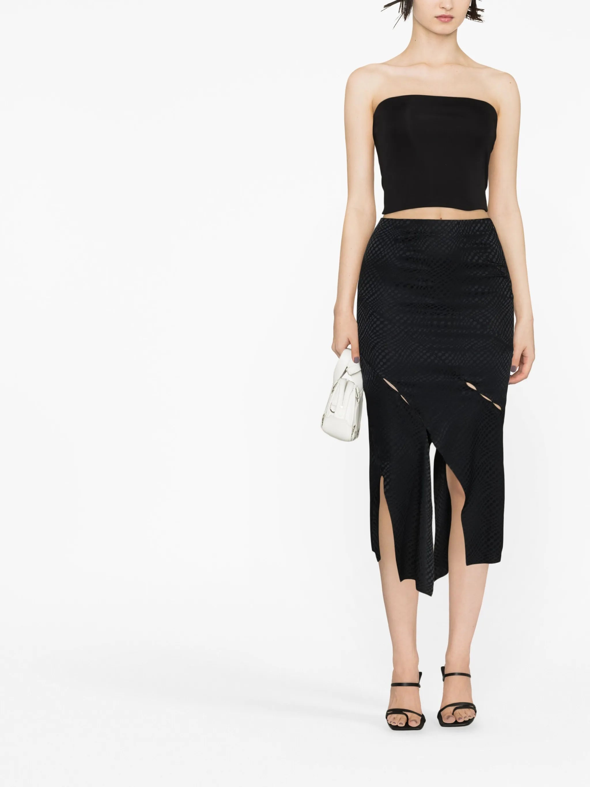 Spiral silk-blend skirt