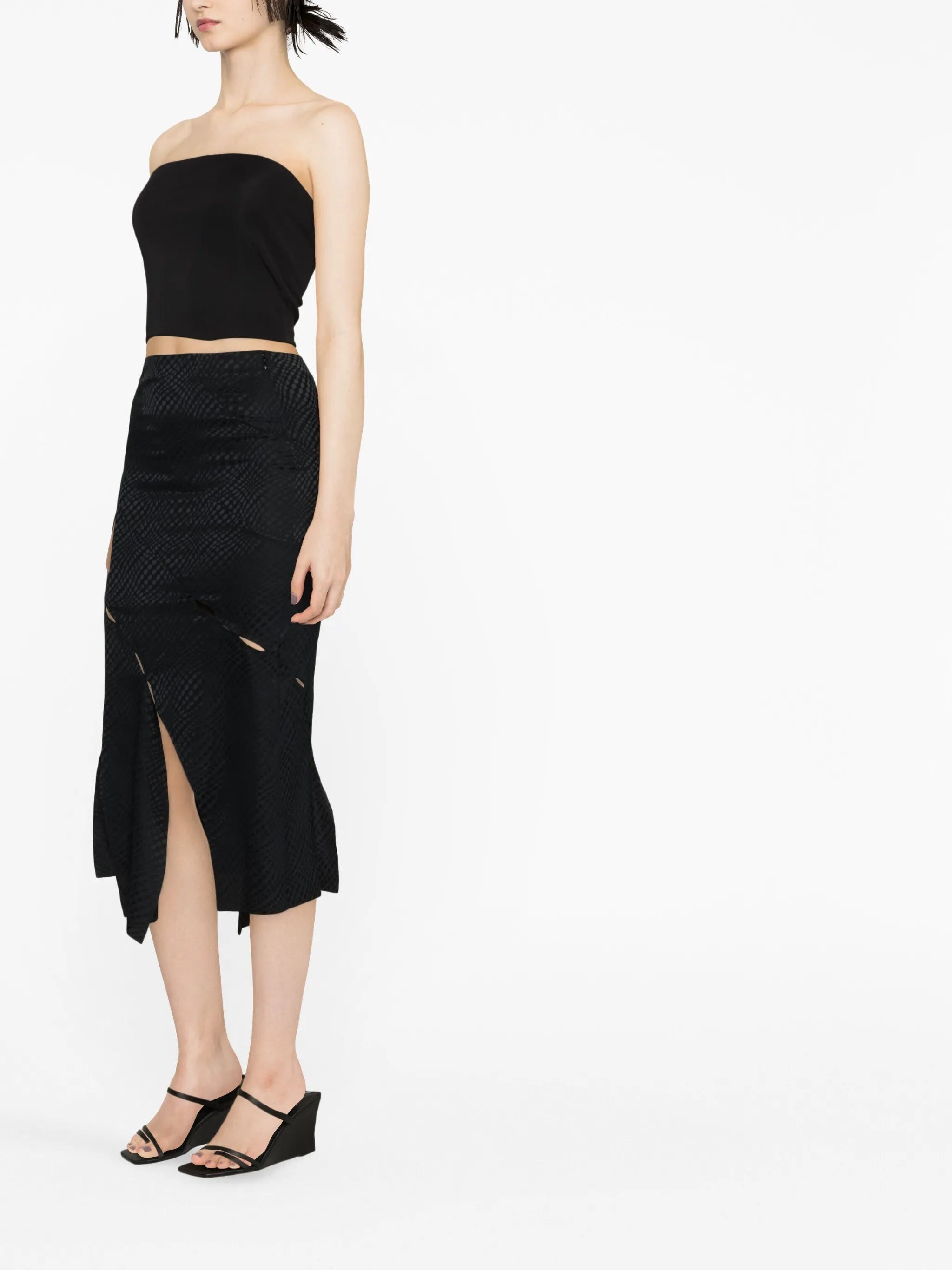 Spiral silk-blend skirt