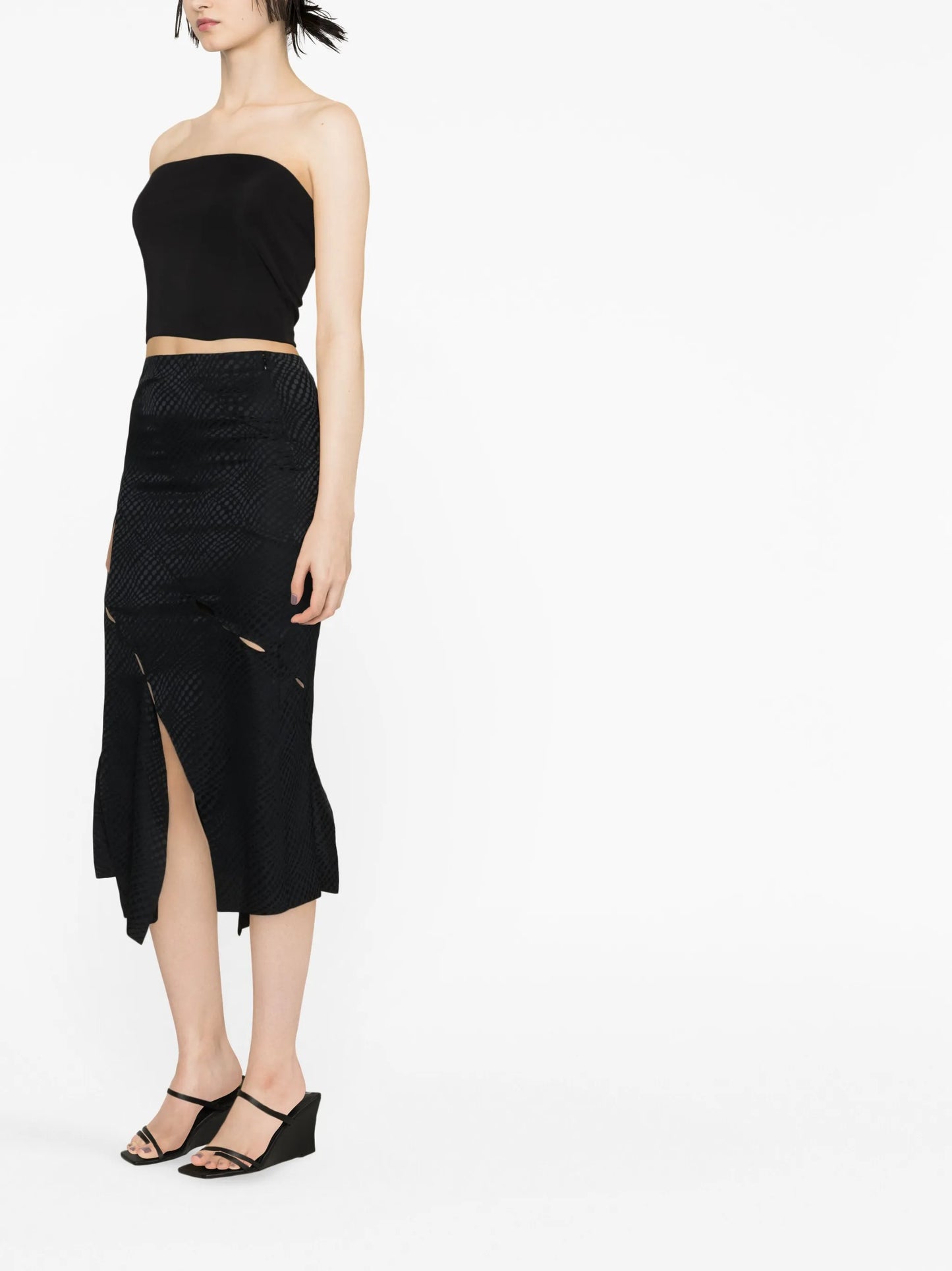Spiral silk-blend skirt