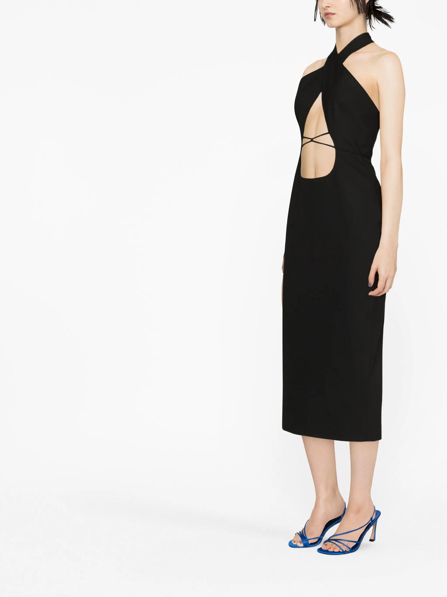 cut-out halterneck midi dress