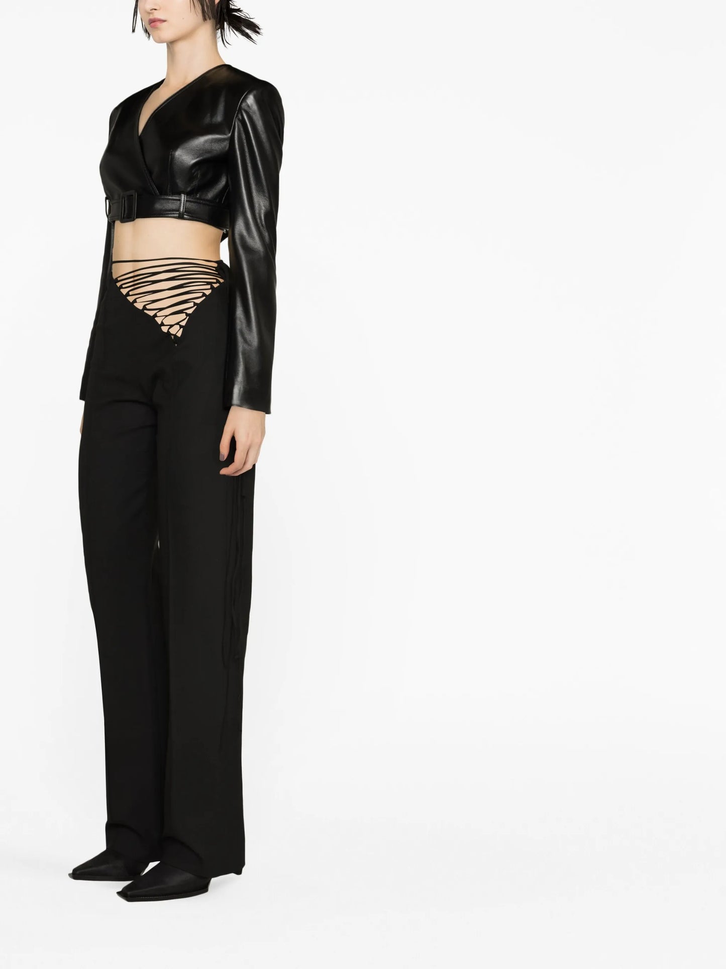 lace-up high-waisted trousers