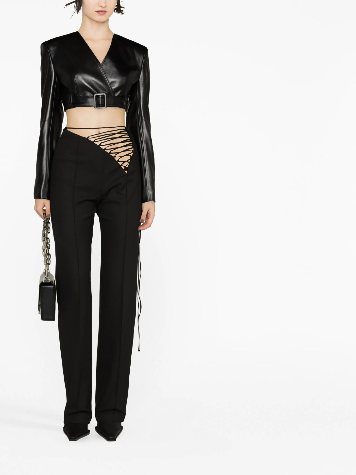 lace-up high-waisted trousers