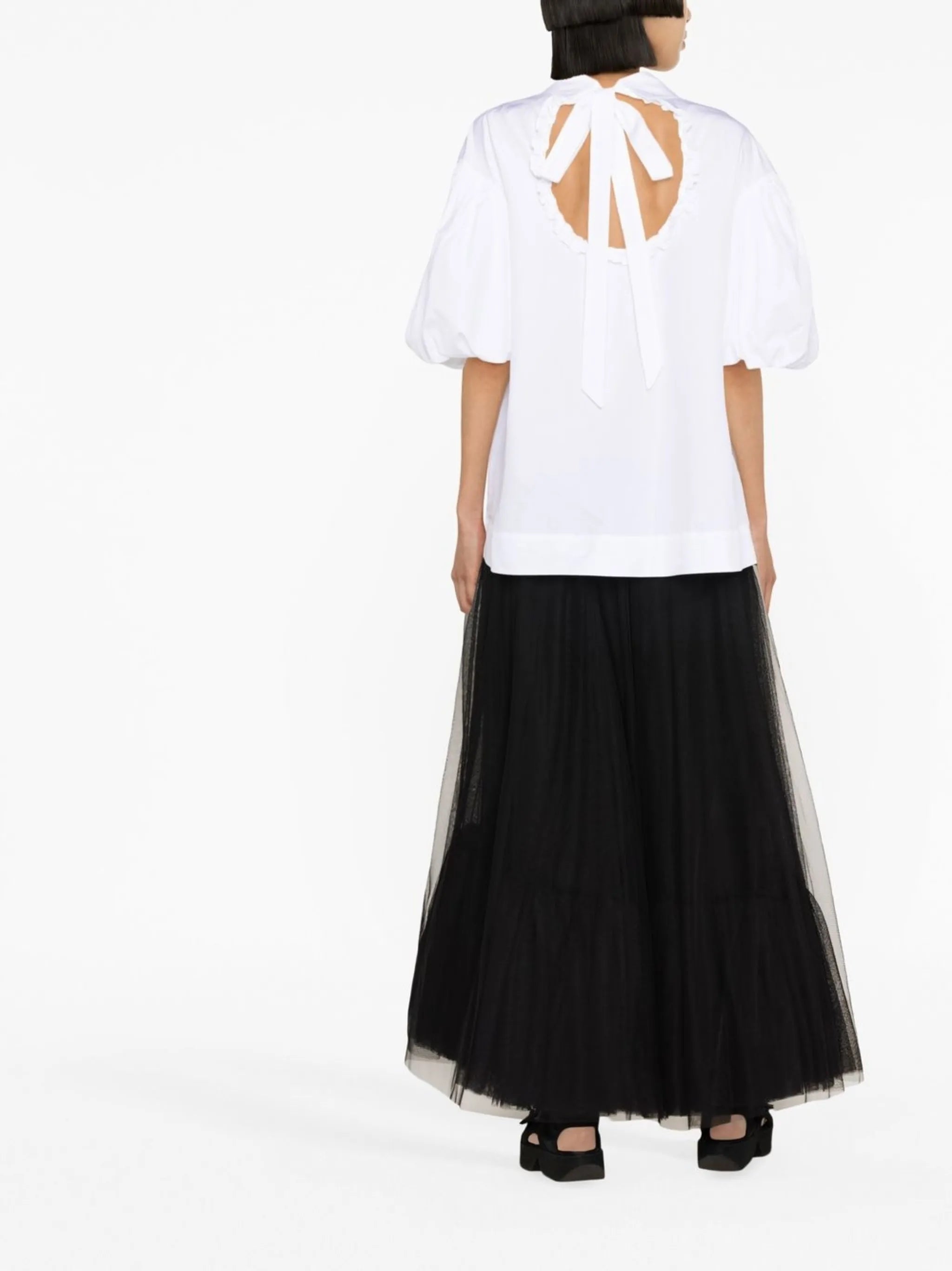 embellished puff-sleeve shirt