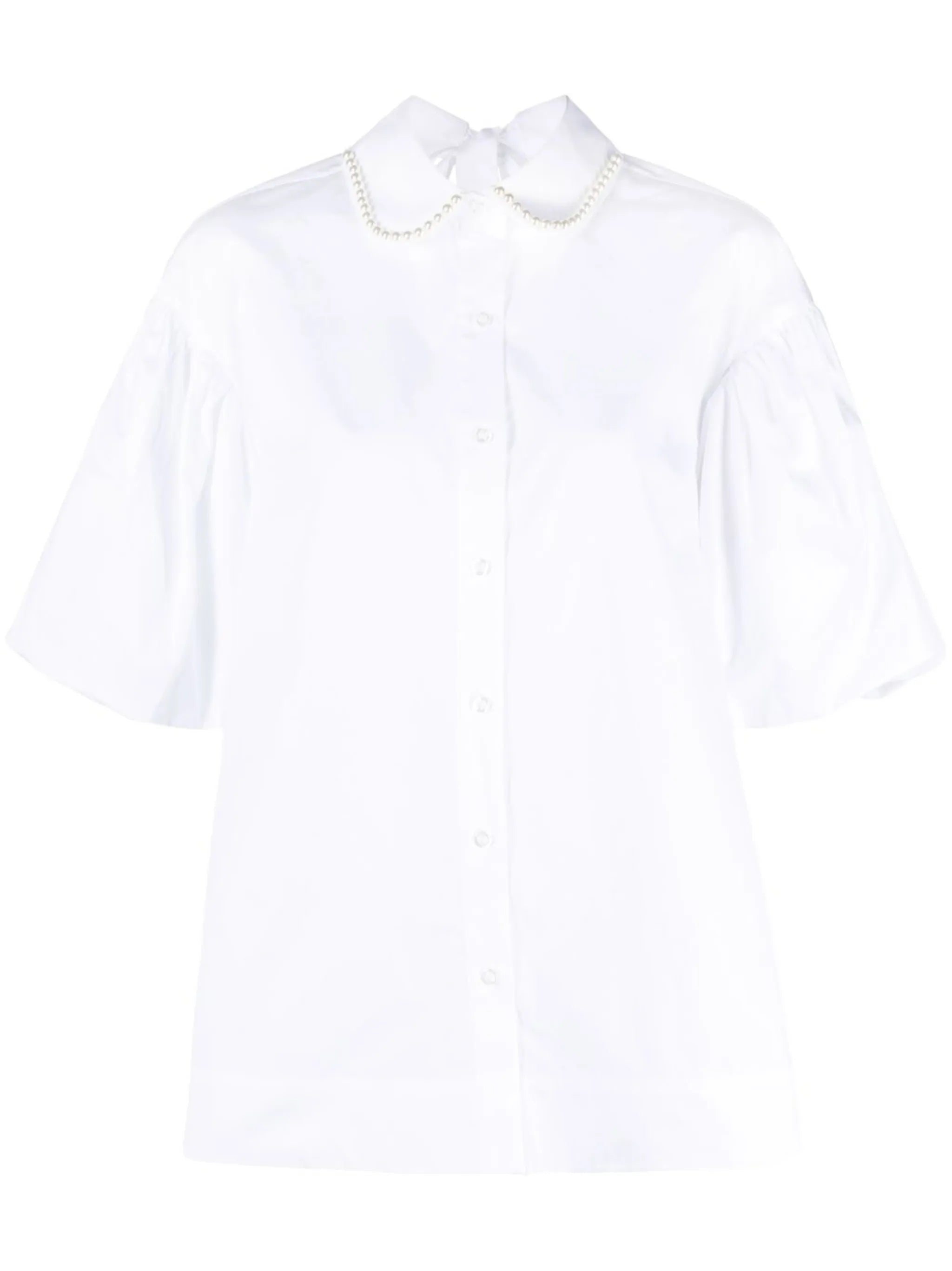 embellished puff-sleeve shirt