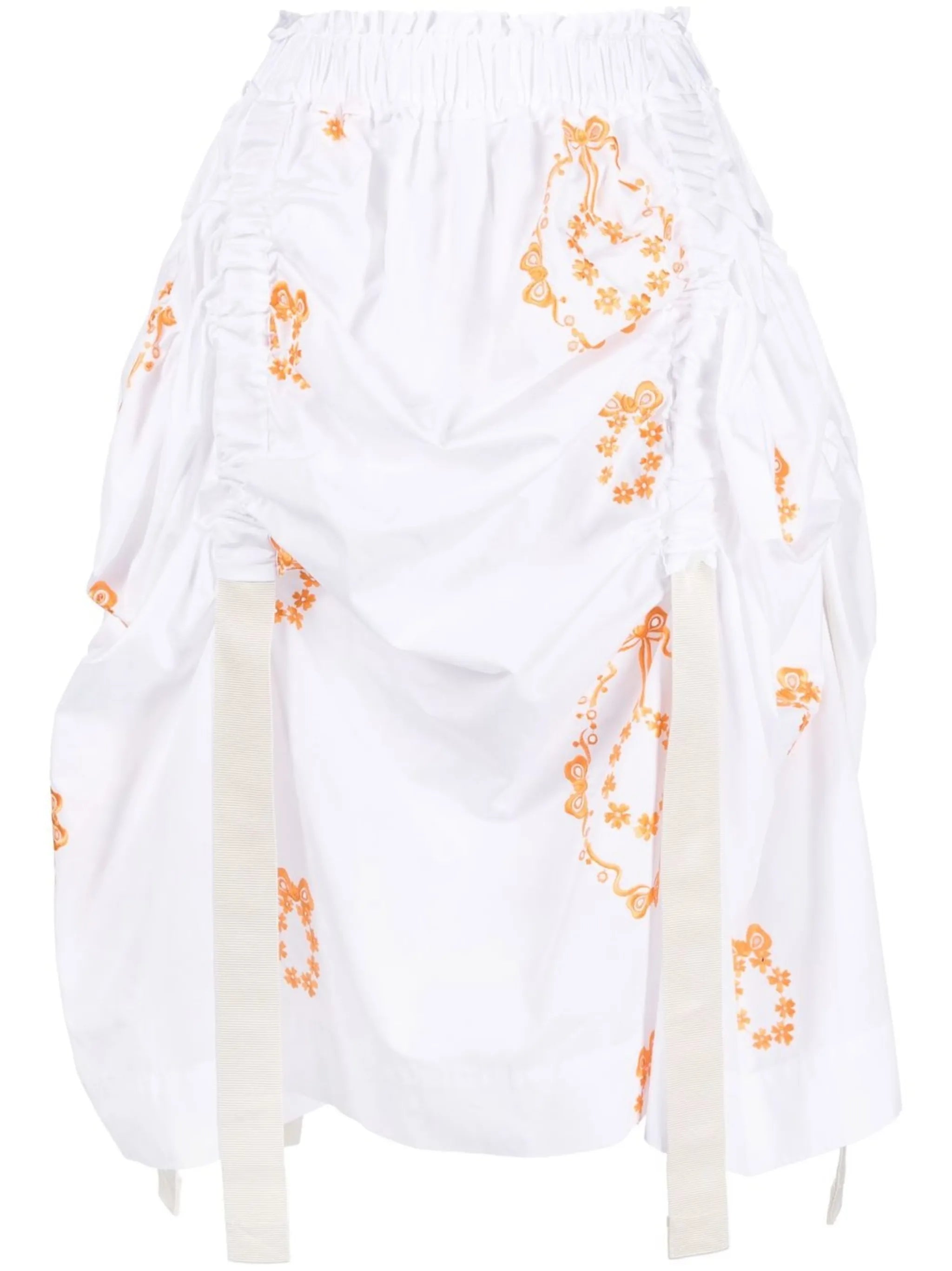 embroidered adjustable midi skirt