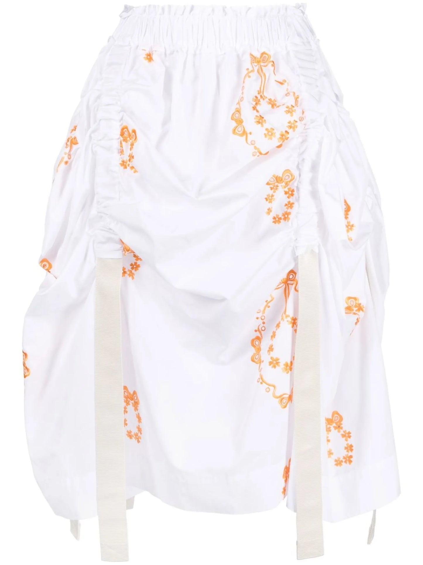 embroidered adjustable midi skirt