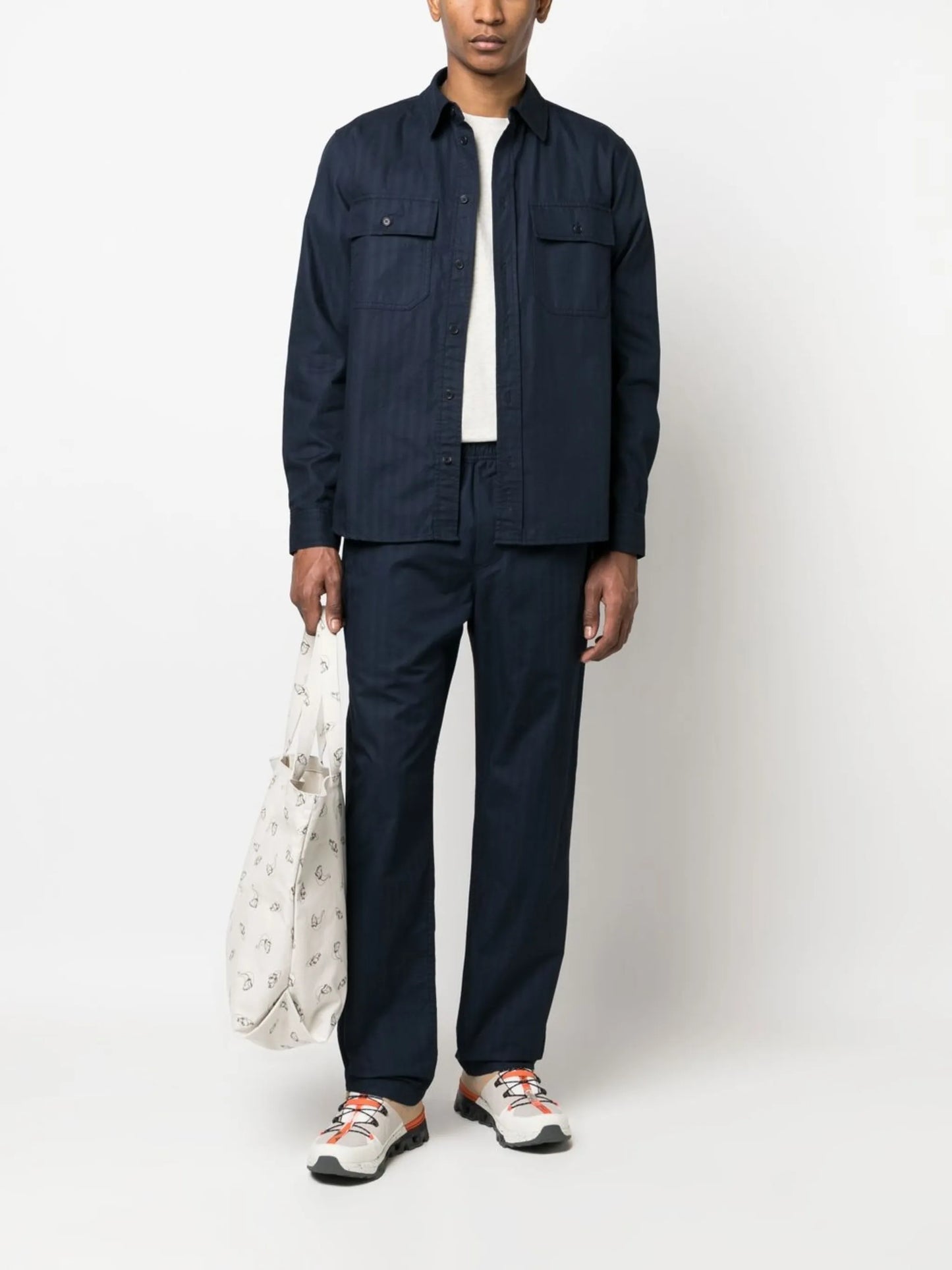 striped button-up overshirt