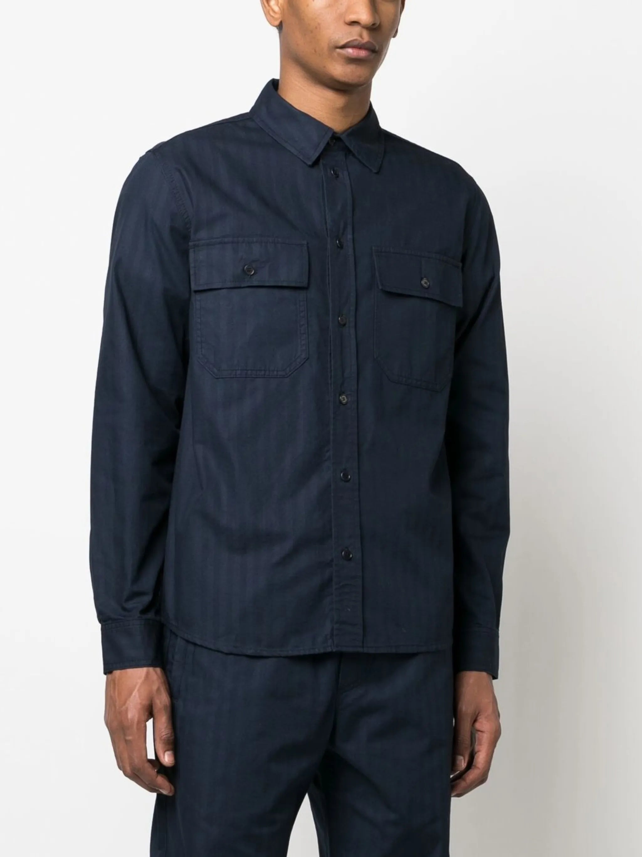 striped button-up overshirt