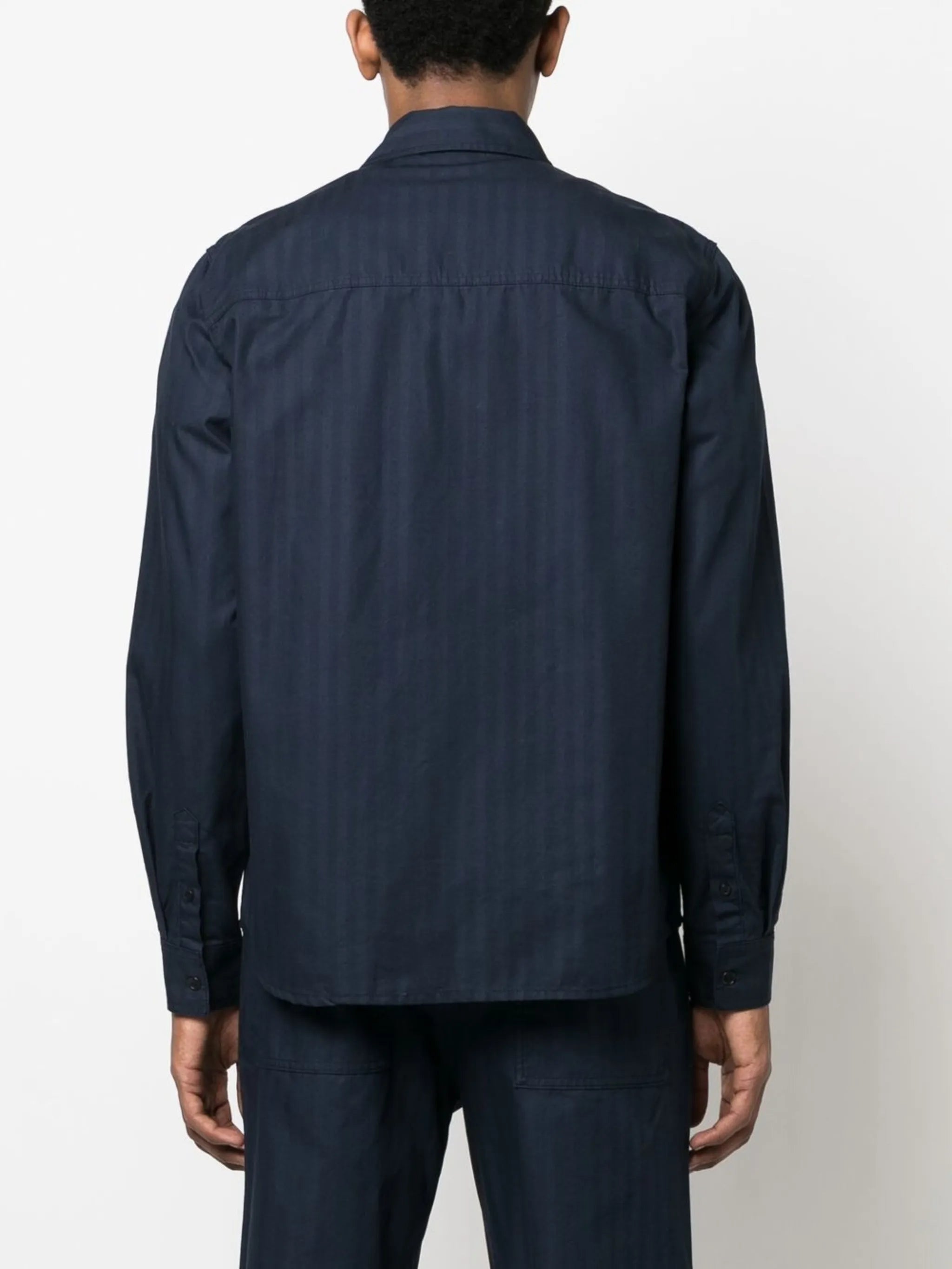 striped button-up overshirt