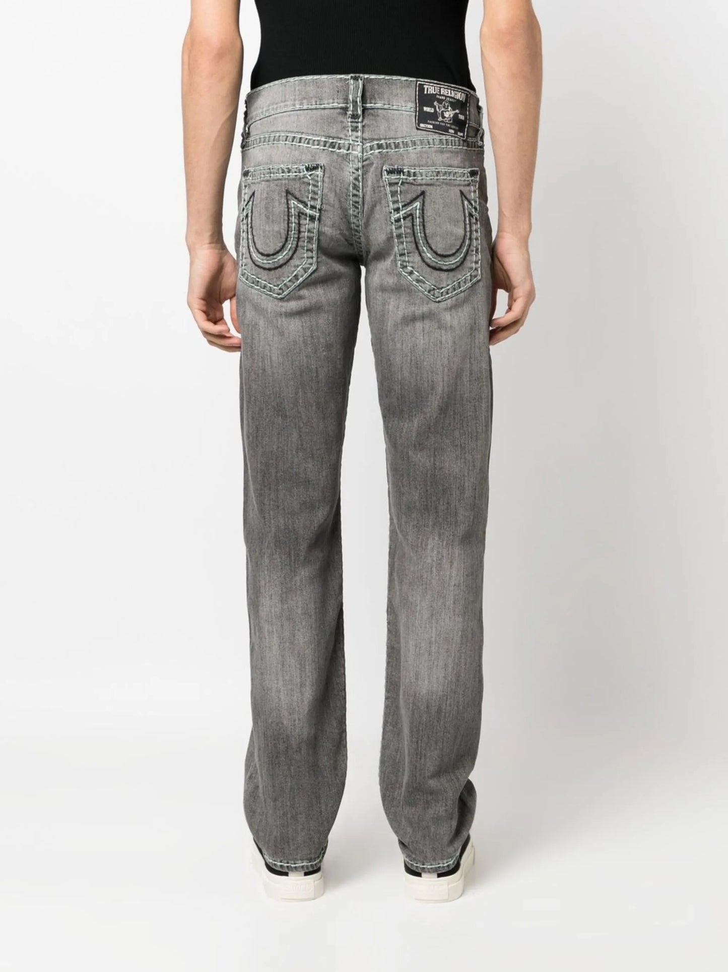mid-rise straight-leg jeans