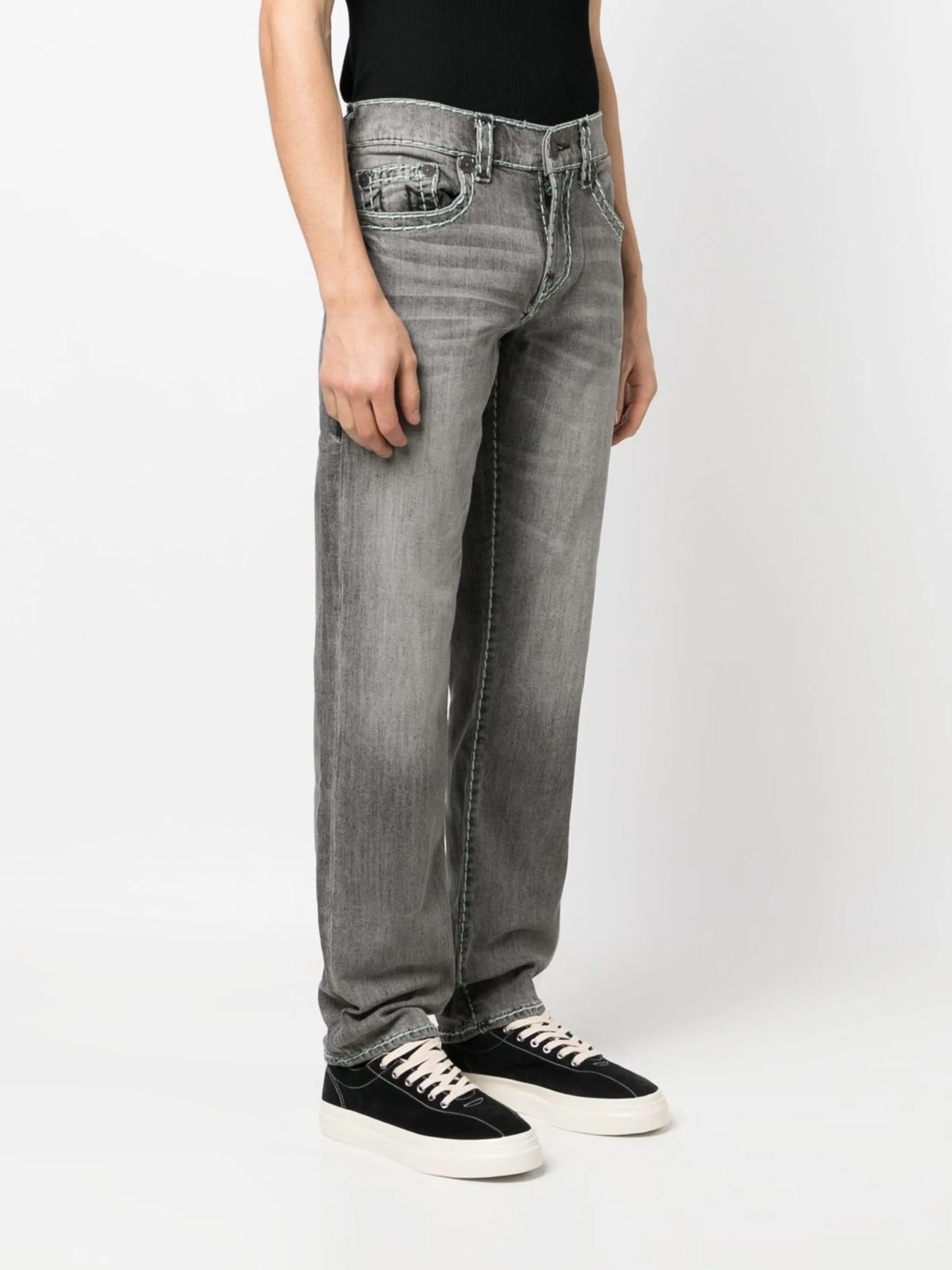 mid-rise straight-leg jeans