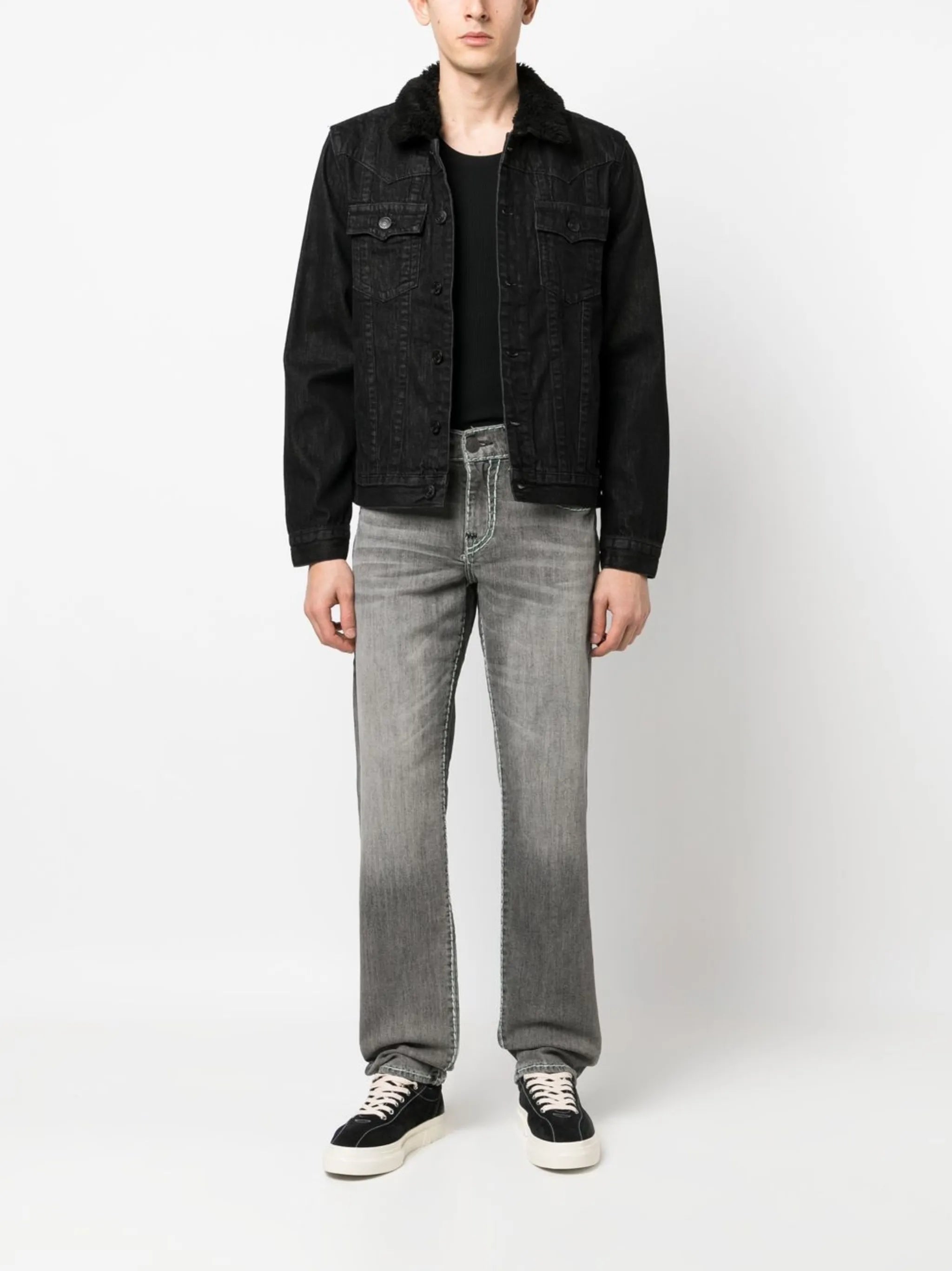 mid-rise straight-leg jeans