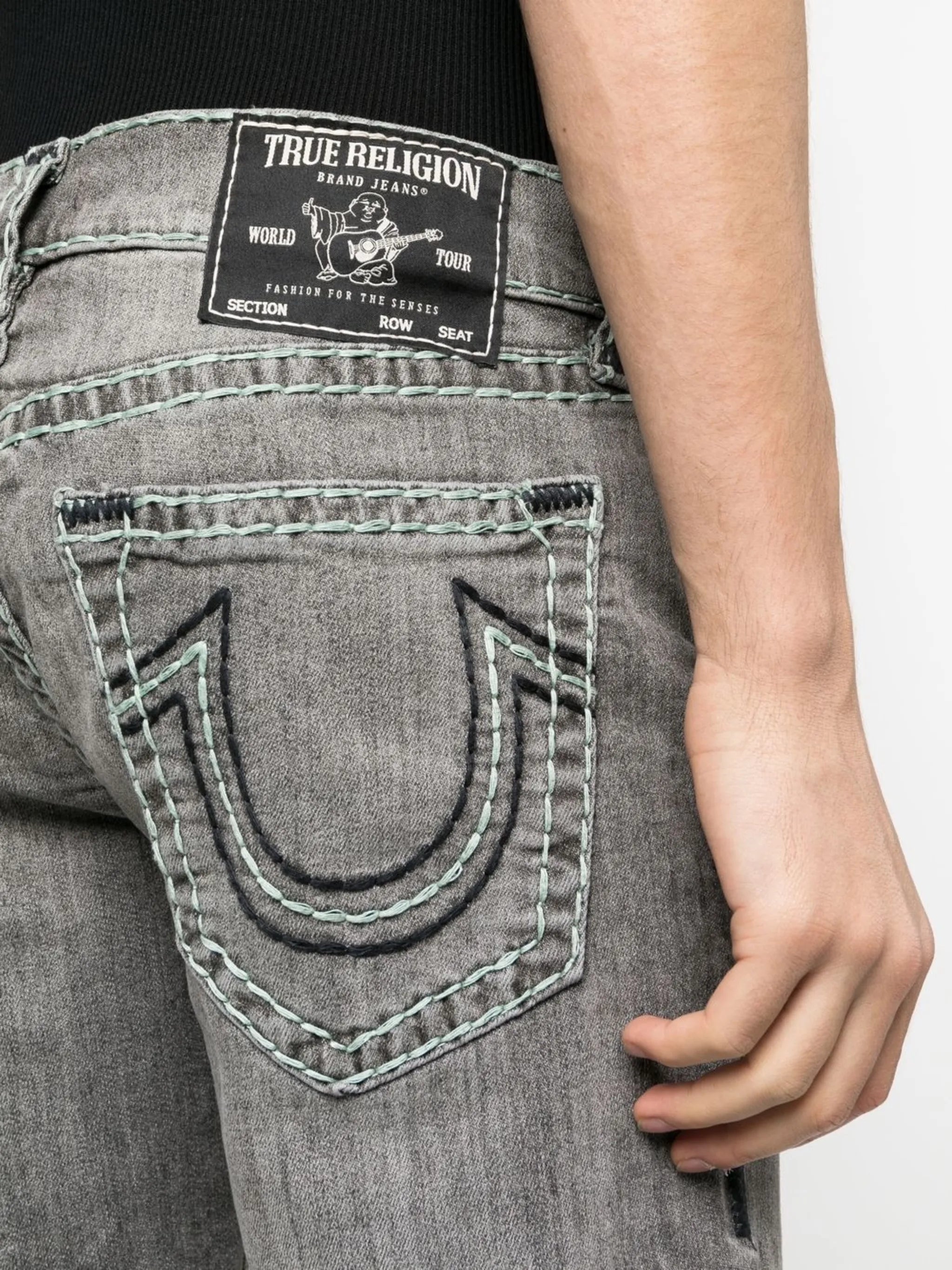 mid-rise straight-leg jeans