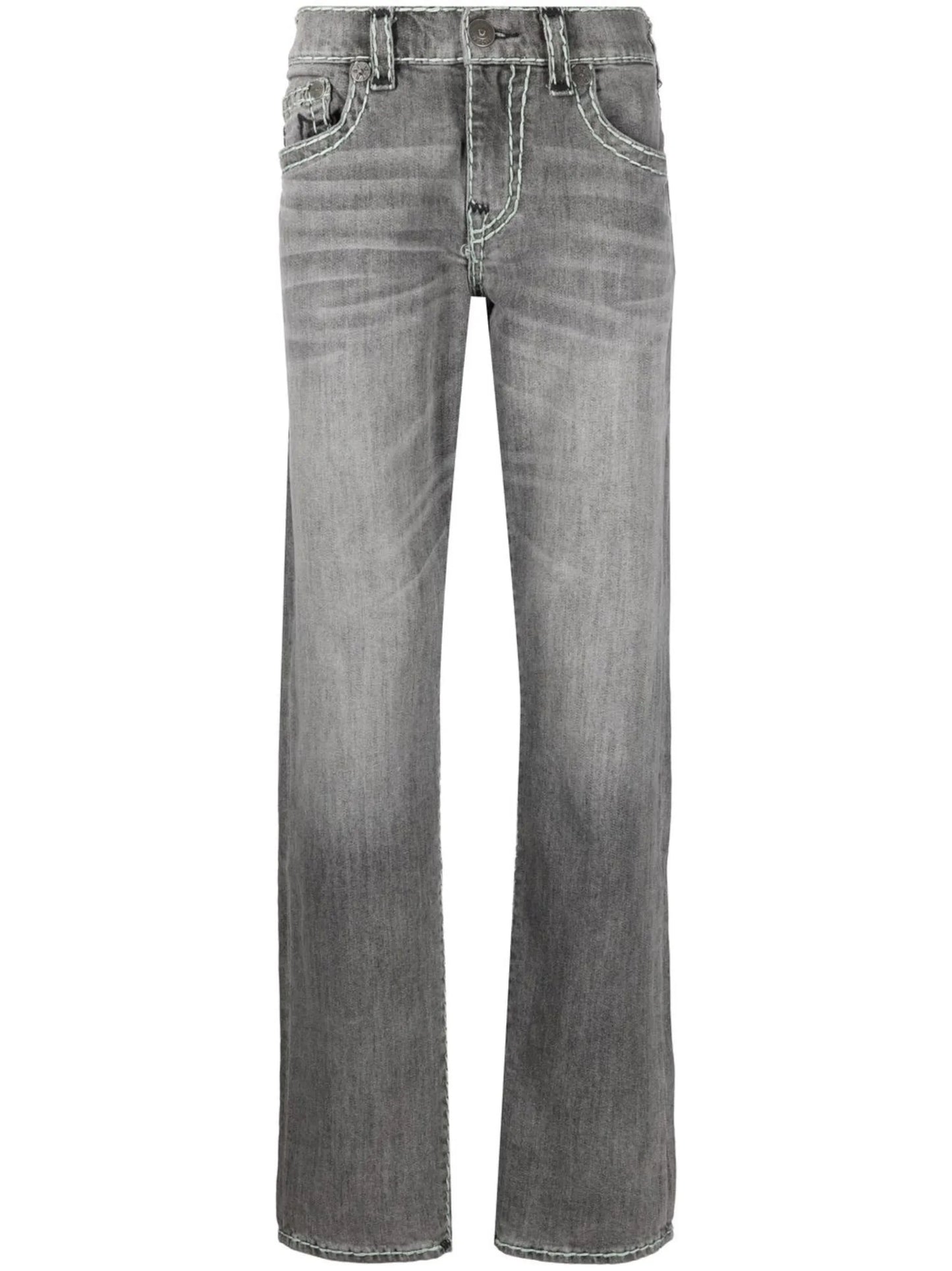 mid-rise straight-leg jeans