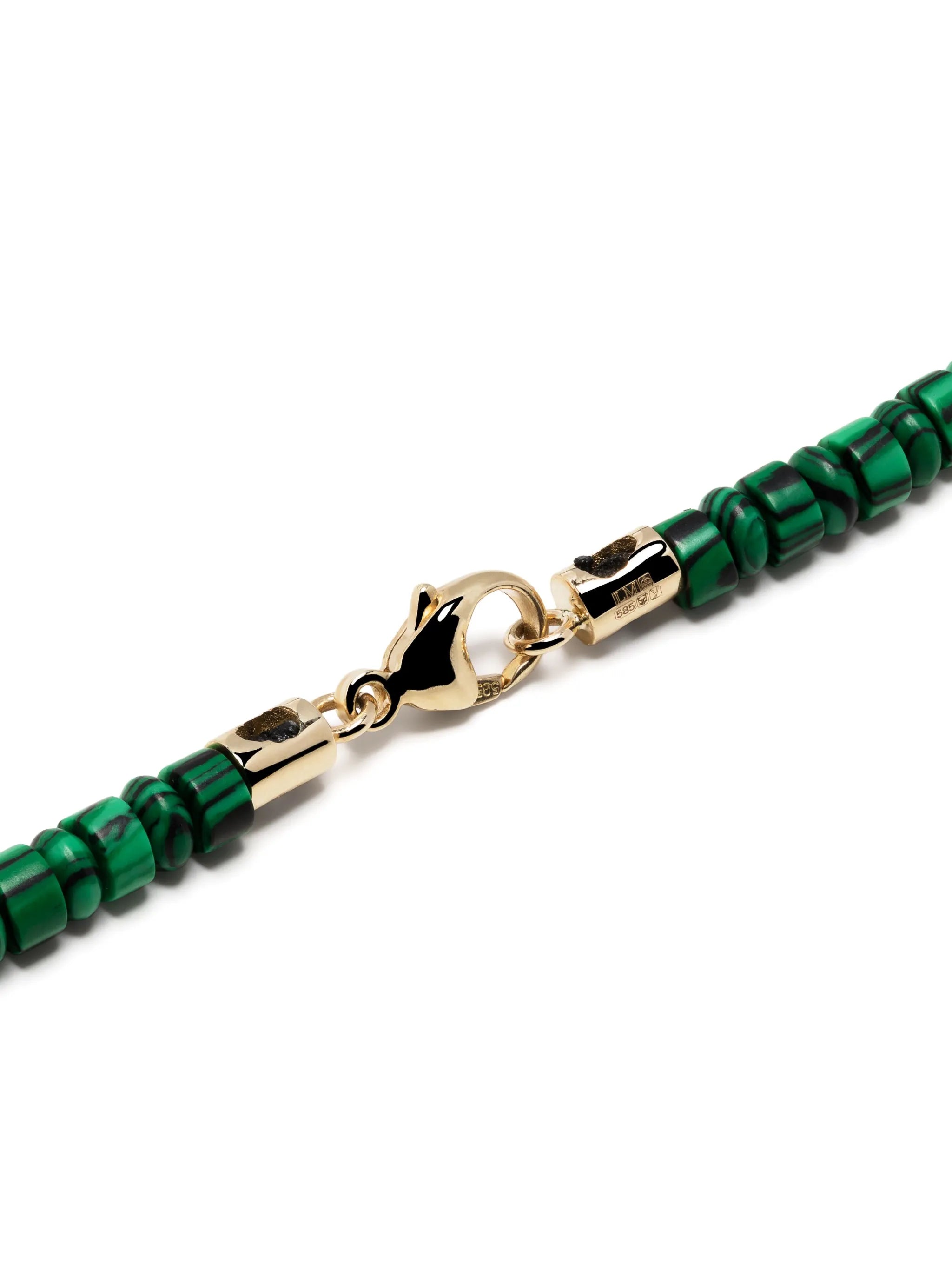 14kt yellow gold Shield Pendant malachite necklace