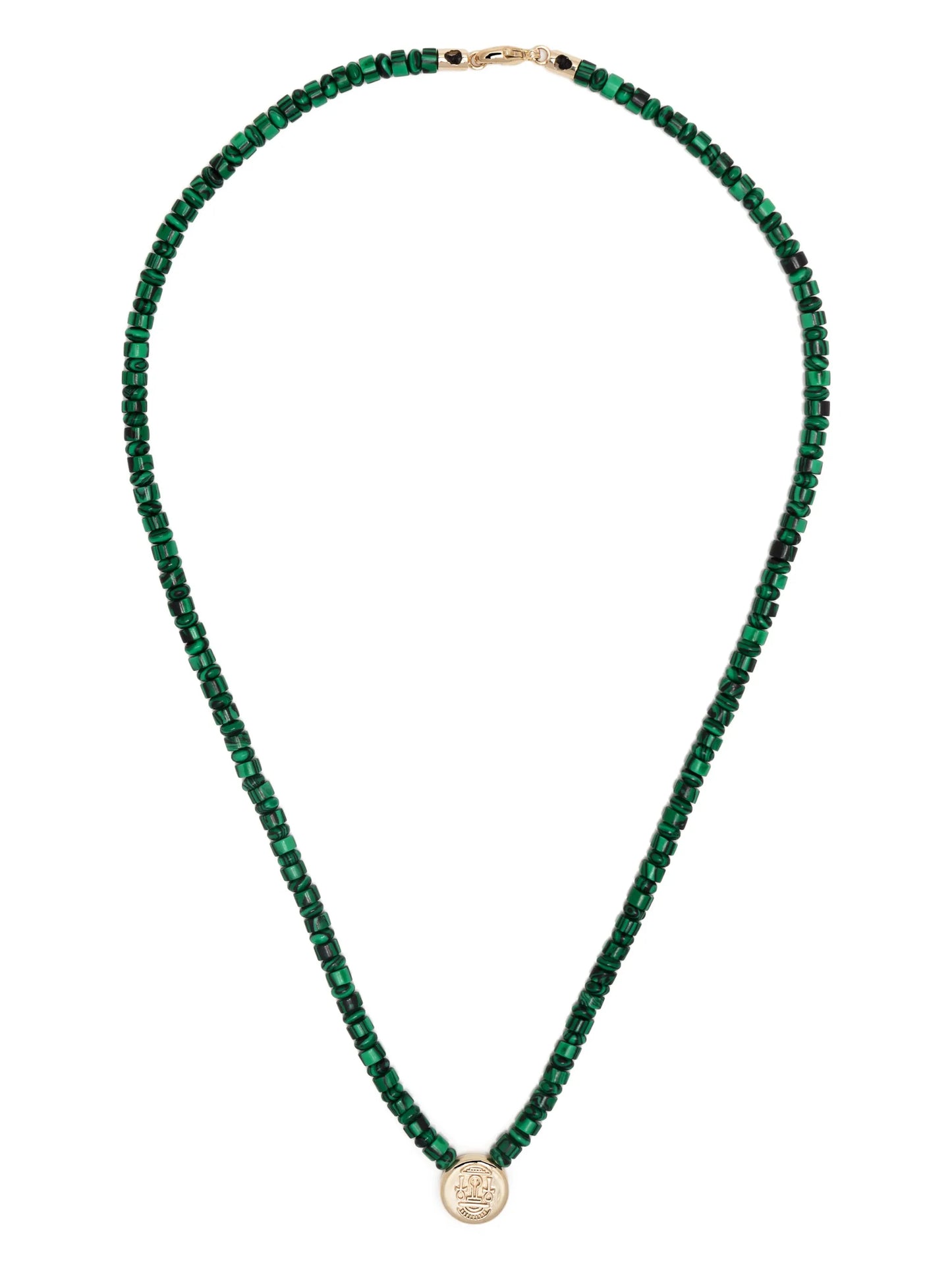 14kt yellow gold Shield Pendant malachite necklace