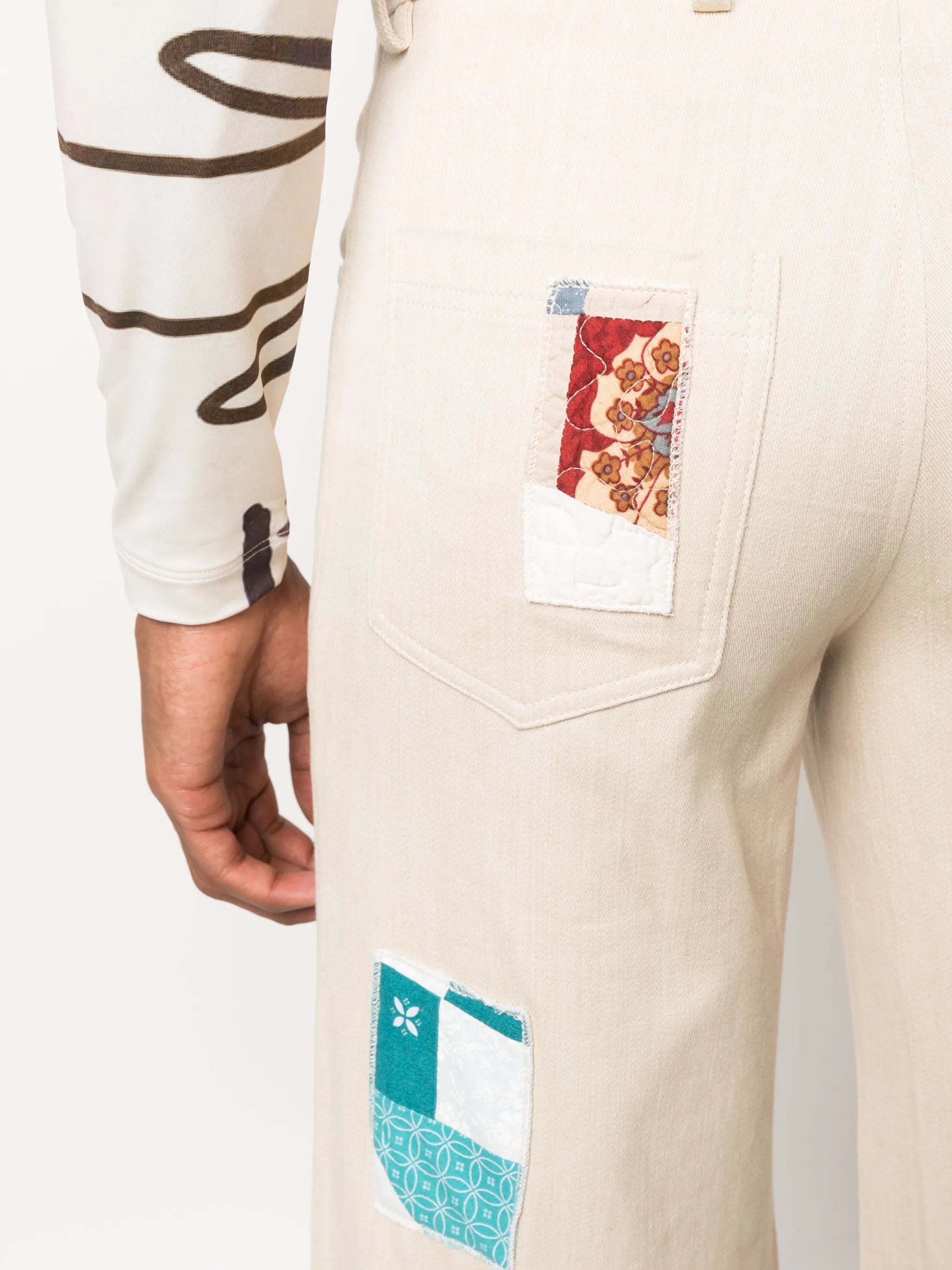 patchwork wide-leg trousers